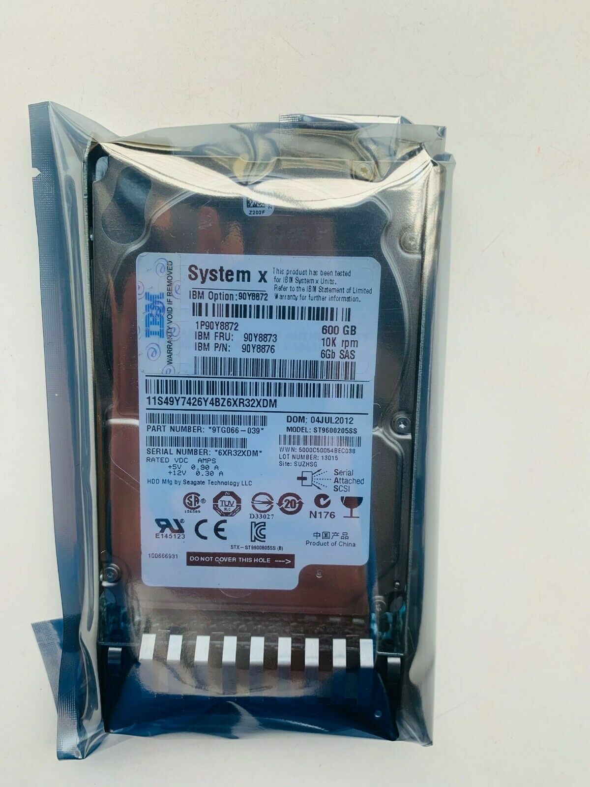 IBM 90Y8872 90Y8873 90Y8874 90Y8876 600GB 10K 6G 2.5" SAS G2HS HARD DRIVE