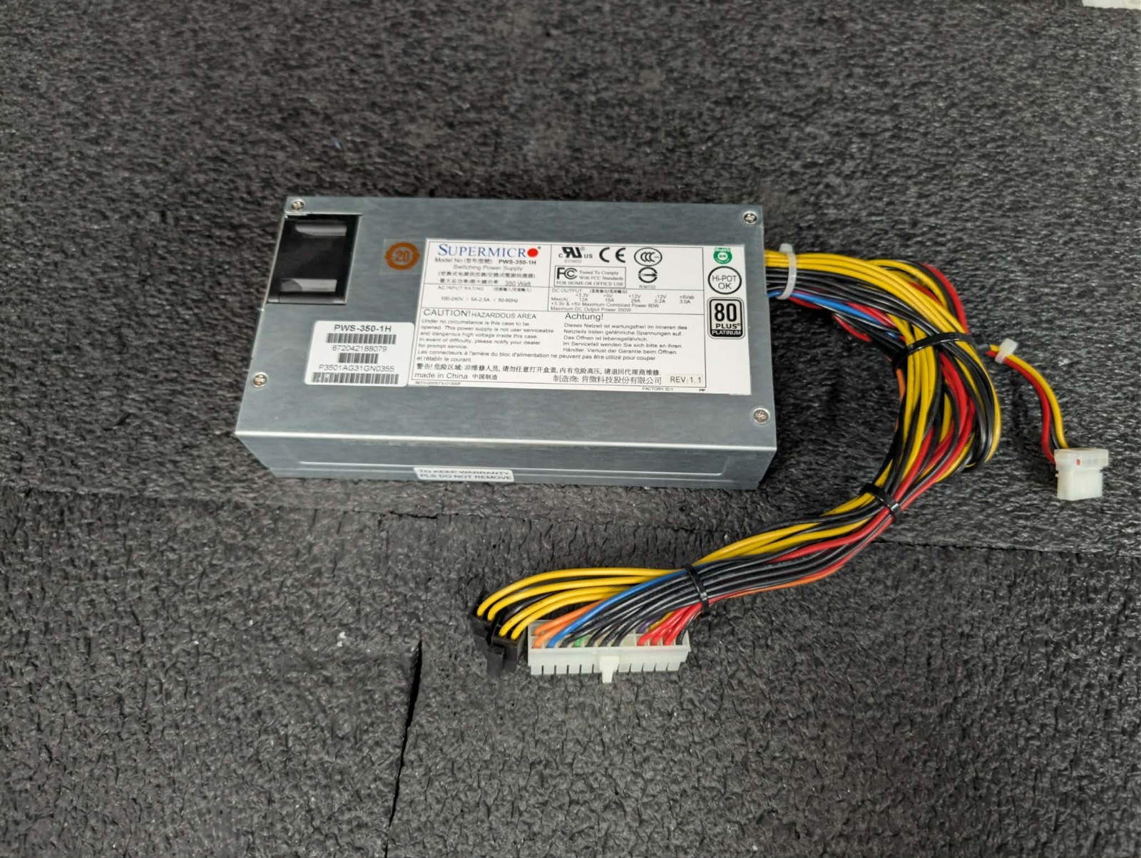 Supermicro PWS-350-1H 350W 1U Server Power Supply 80 PLUS Platinum