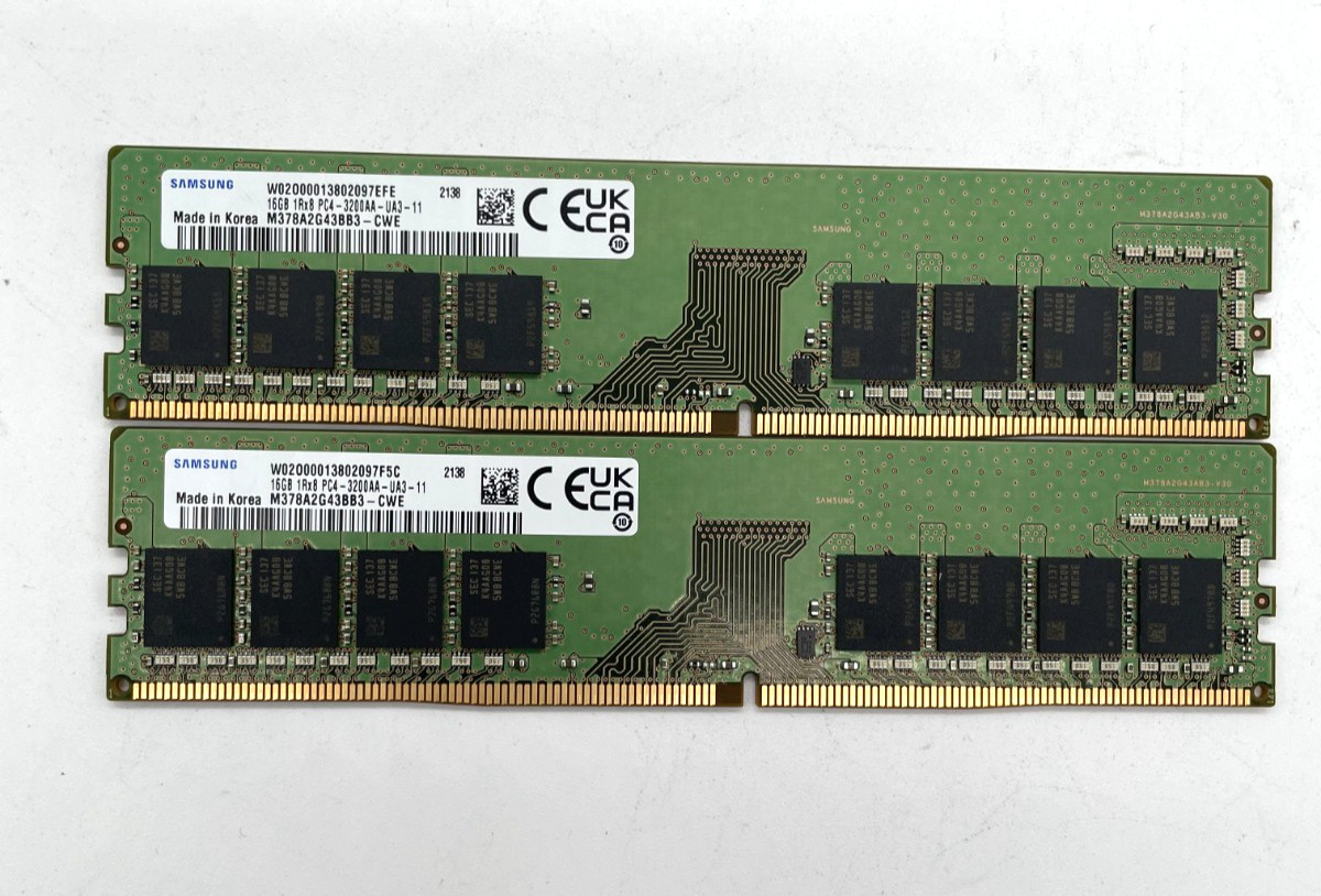 32GB KIT SAMSUNG M378A2G43BB3-CWE PC4-3200AA-UA3-11 UDIMM  TESTED 2X16GB