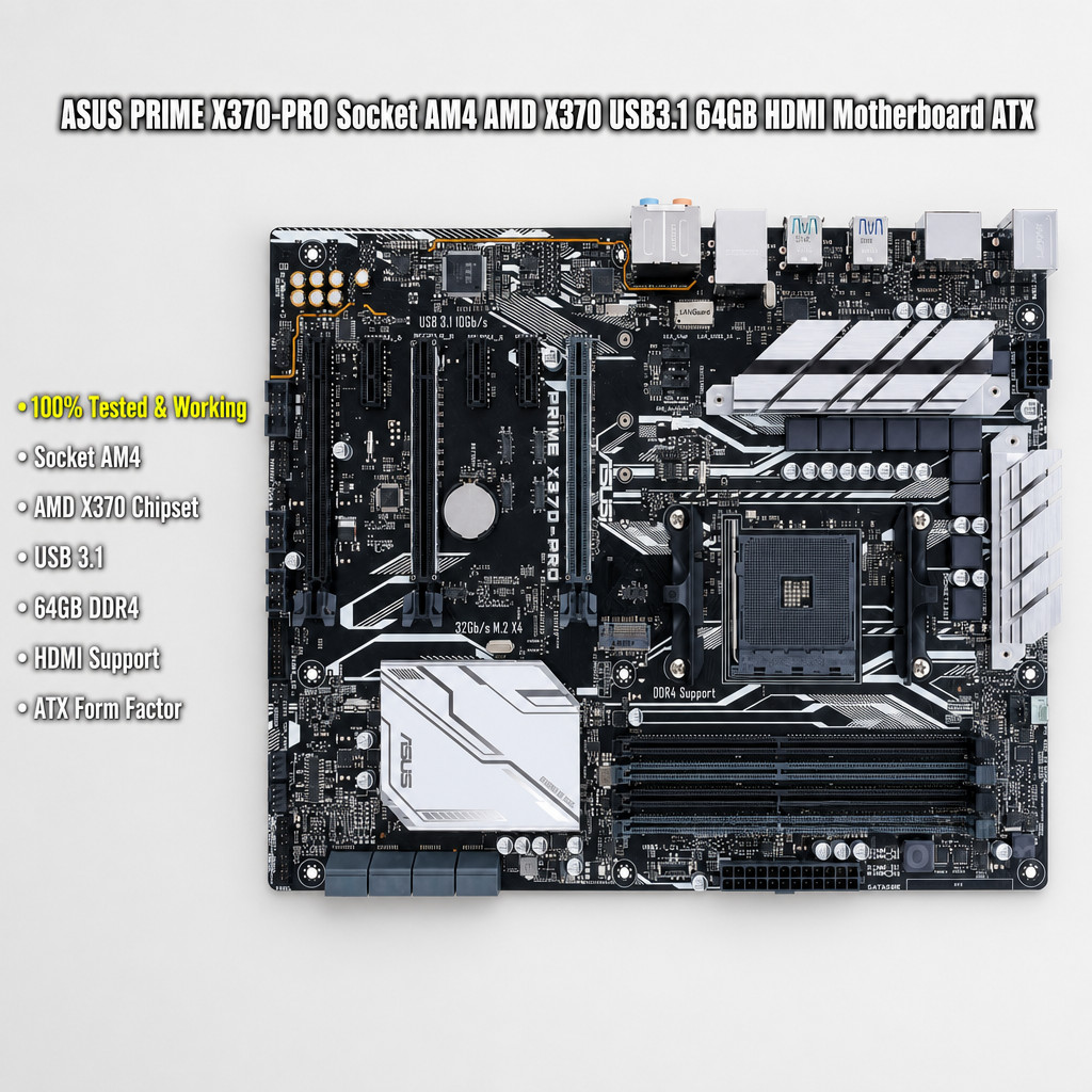 ASUS PRIME X370-PRO Socket AM4 AMD X370 USB3.1 64GB HDMI Motherboard ATX