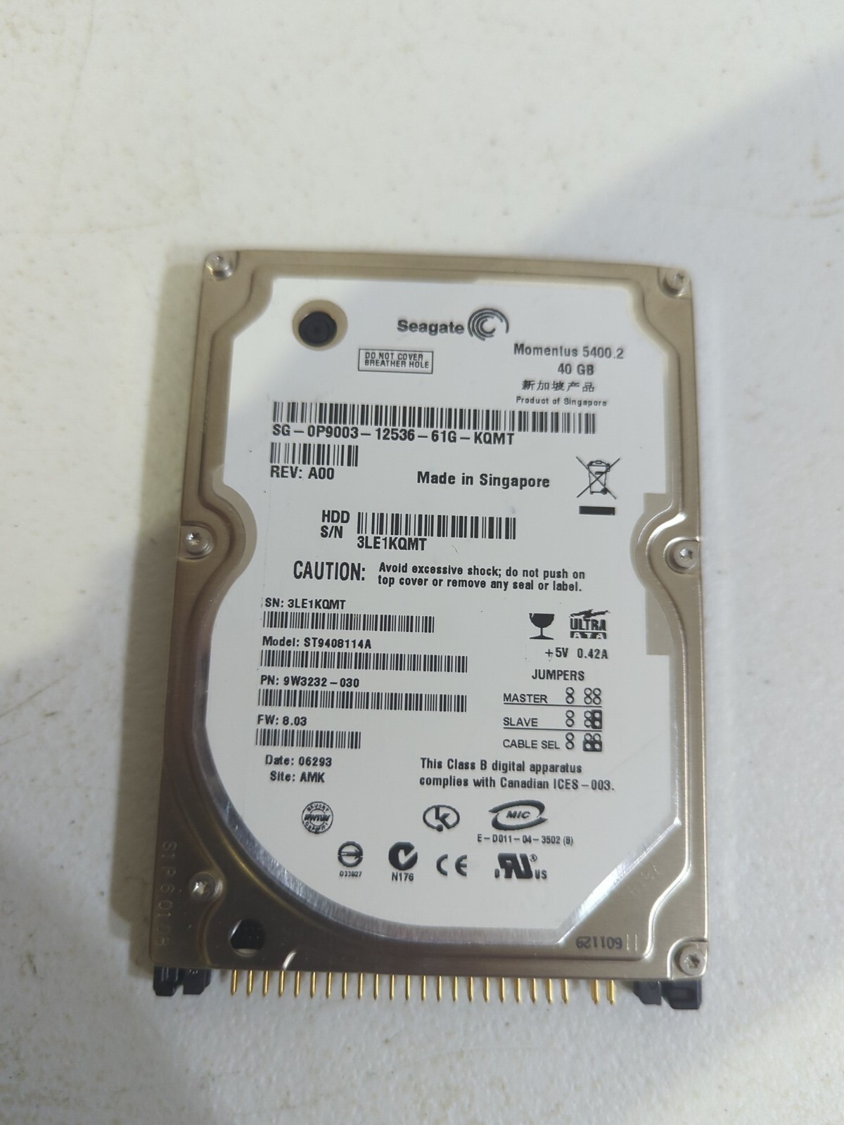 Seagate Momentus 5400.2 40 GB,Internal,5400 RPM,2.5" (ST9408114A) Hard Drive HDD