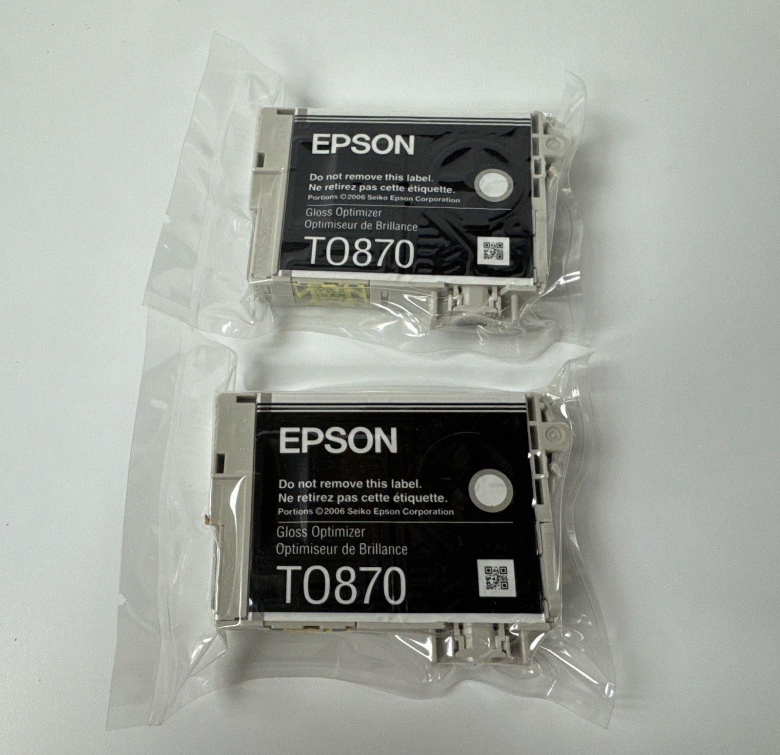 Qty. 2 EPSON TO870 Black Gloss Optimizer for Epson Photo R1900 printer
