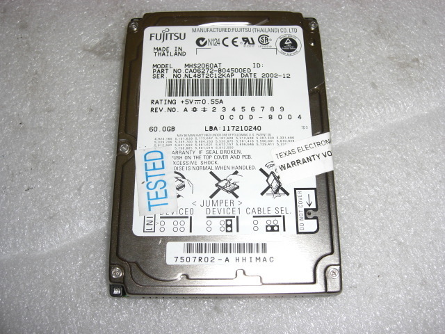 Fujitsu MHS2060AT CA06272-B04500ED 60GB 2.5" Laptop Hard Drive TESTED