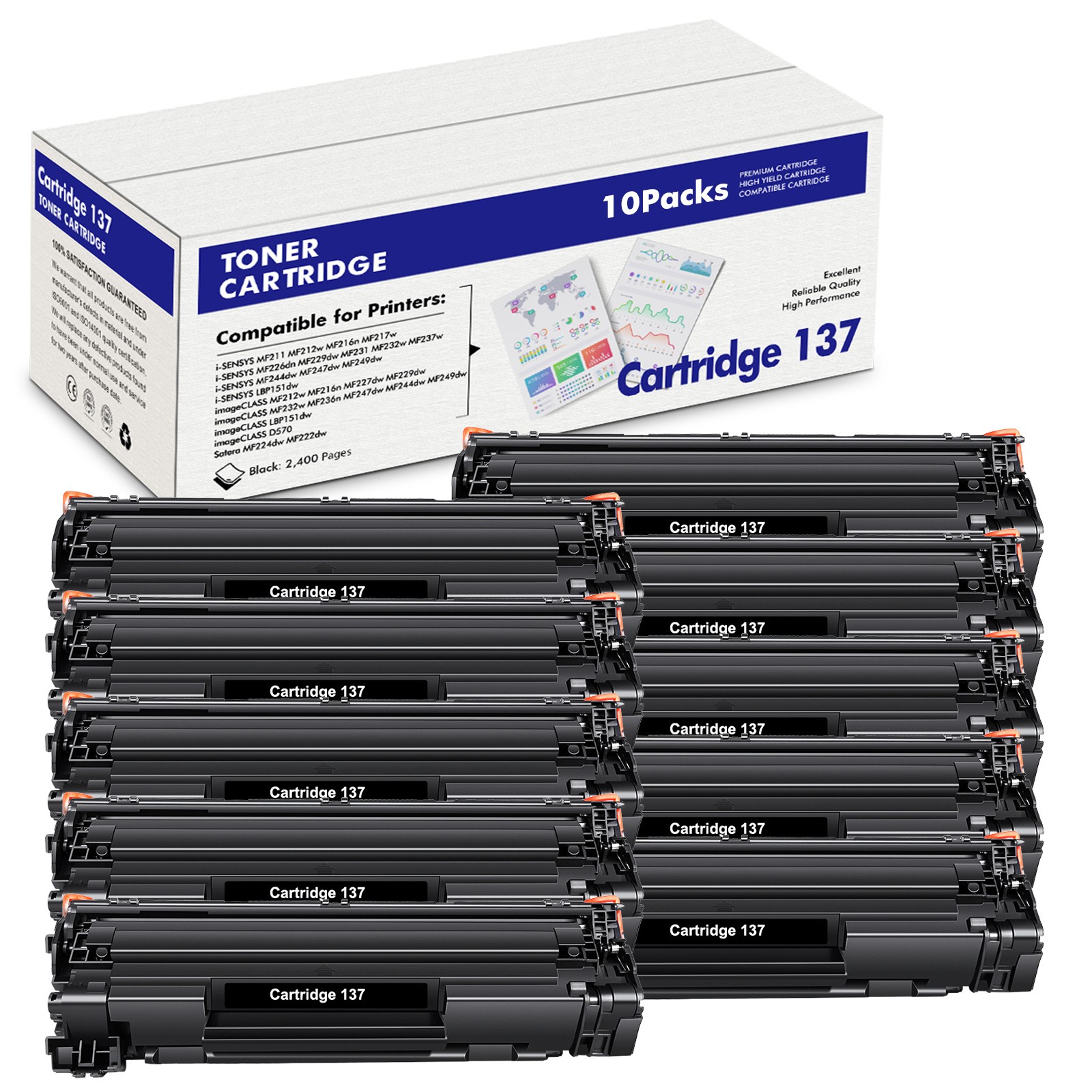 10 Pack CRG137 9435B001 Toner Cartridge For Canon ImageClass MF216n MF227 MF232w
