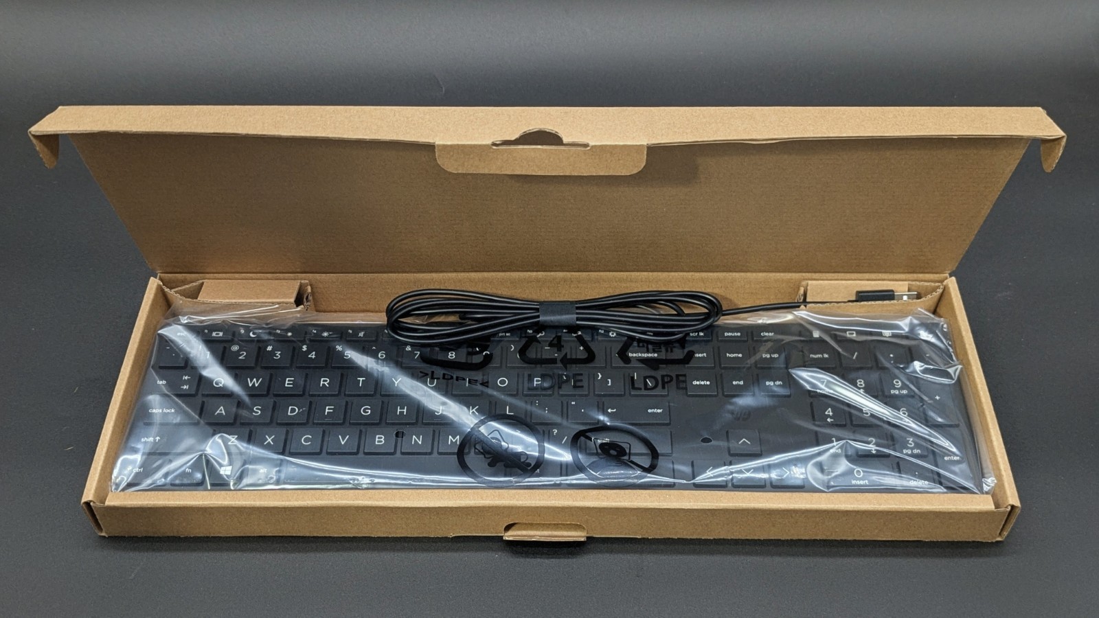 HP SK-2120 USB Slim Keyboard 803181-001 Black Wired OEM PC Keyboard New Open Box