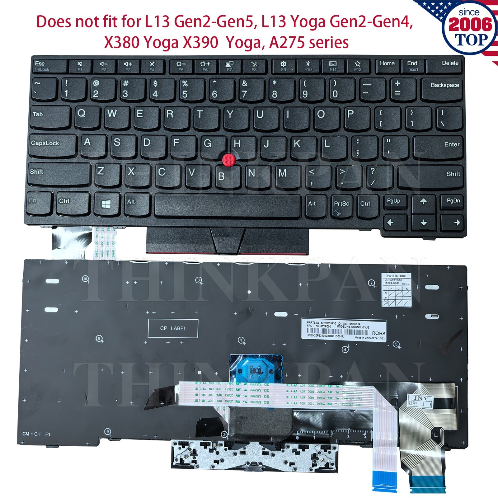 Genuine US Keyboard for Lenovo ThinkPad X280 X280 X390 X395 L13/ L13 Yoga Gen1