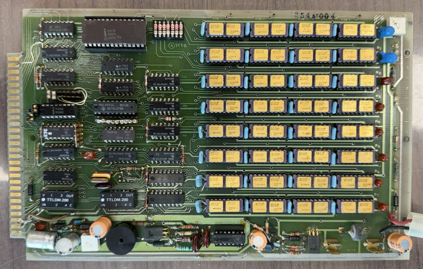 Vintage Memory Board with 32 Mostek MK4332D-3 Gold IC Chips