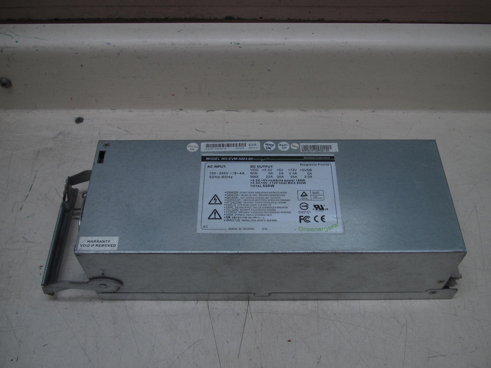 Elan Vital Corp EVM-5003-00 500W Server Power Supply 