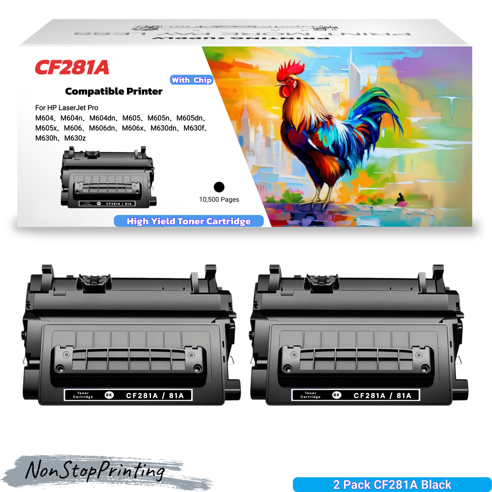 New 2PK CF281A 81A High Yield Toner Cartridge for HP M604 M605 M606 M630 Black