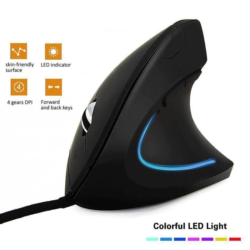 Wired Vertical Ergonomic Gaming Mouse Right Hand RGB 3200 DPI USB Optical