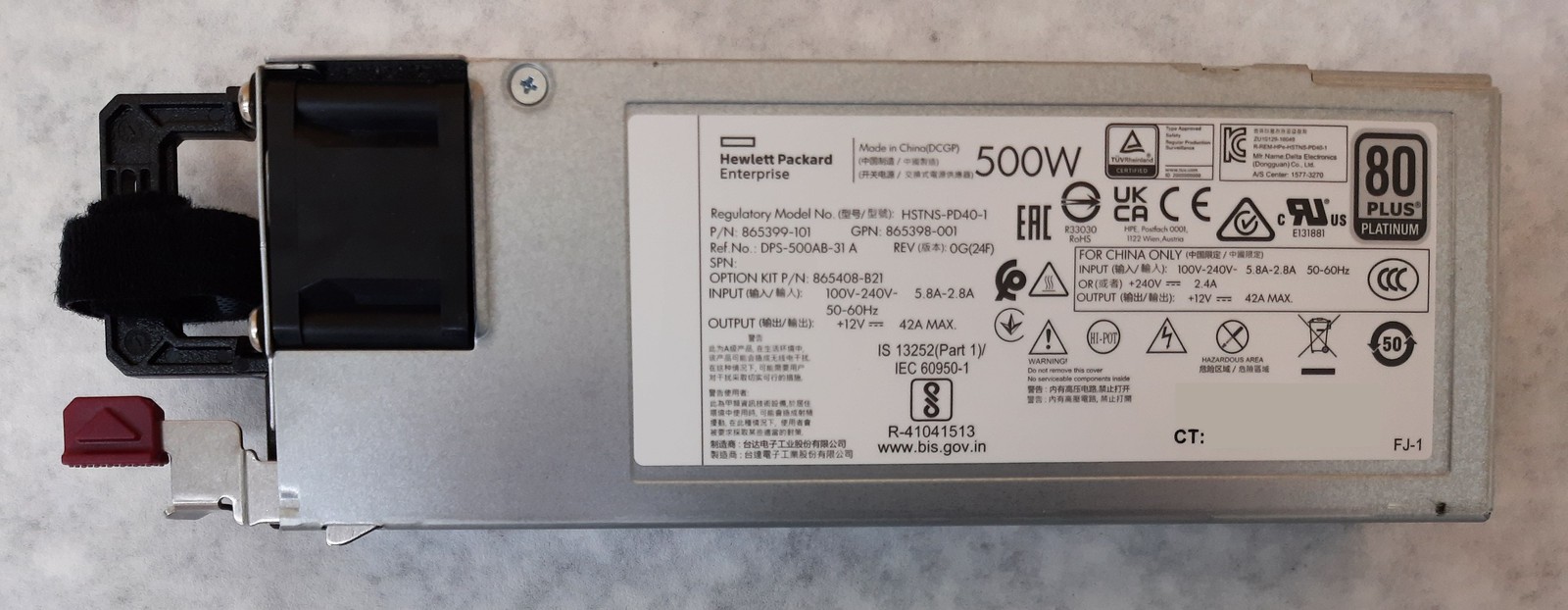 HPE 500W Server Power Supply HSTNS-PD40-1 P/N 865399-101 / 865398-001