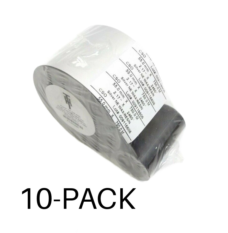 10-Pack Thi Label FVJ055NS7 Silver Thermal Transfer Ribbon
