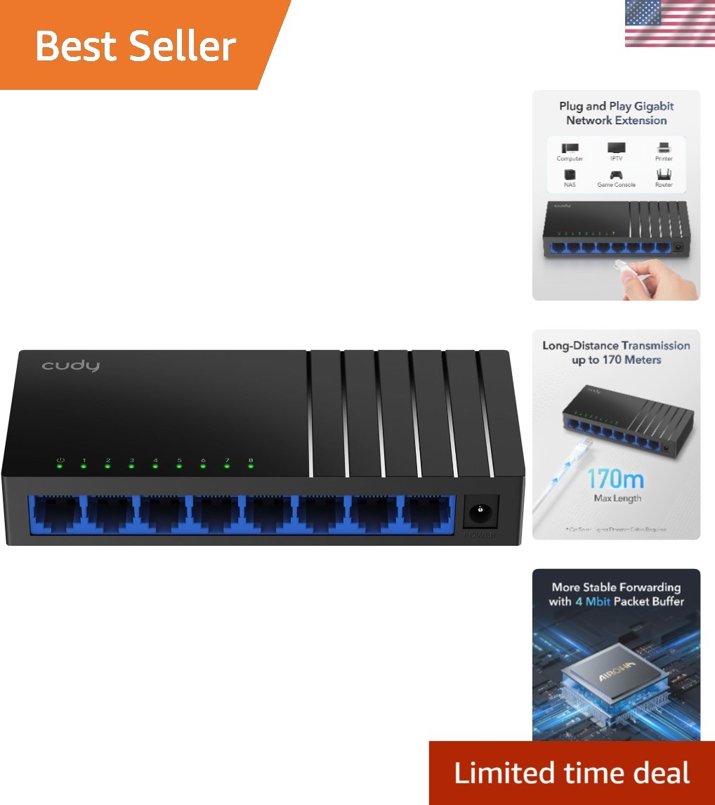 Cudy 8 Port Gigabit Compact Unmanaged Ethernet Switch, GS108D