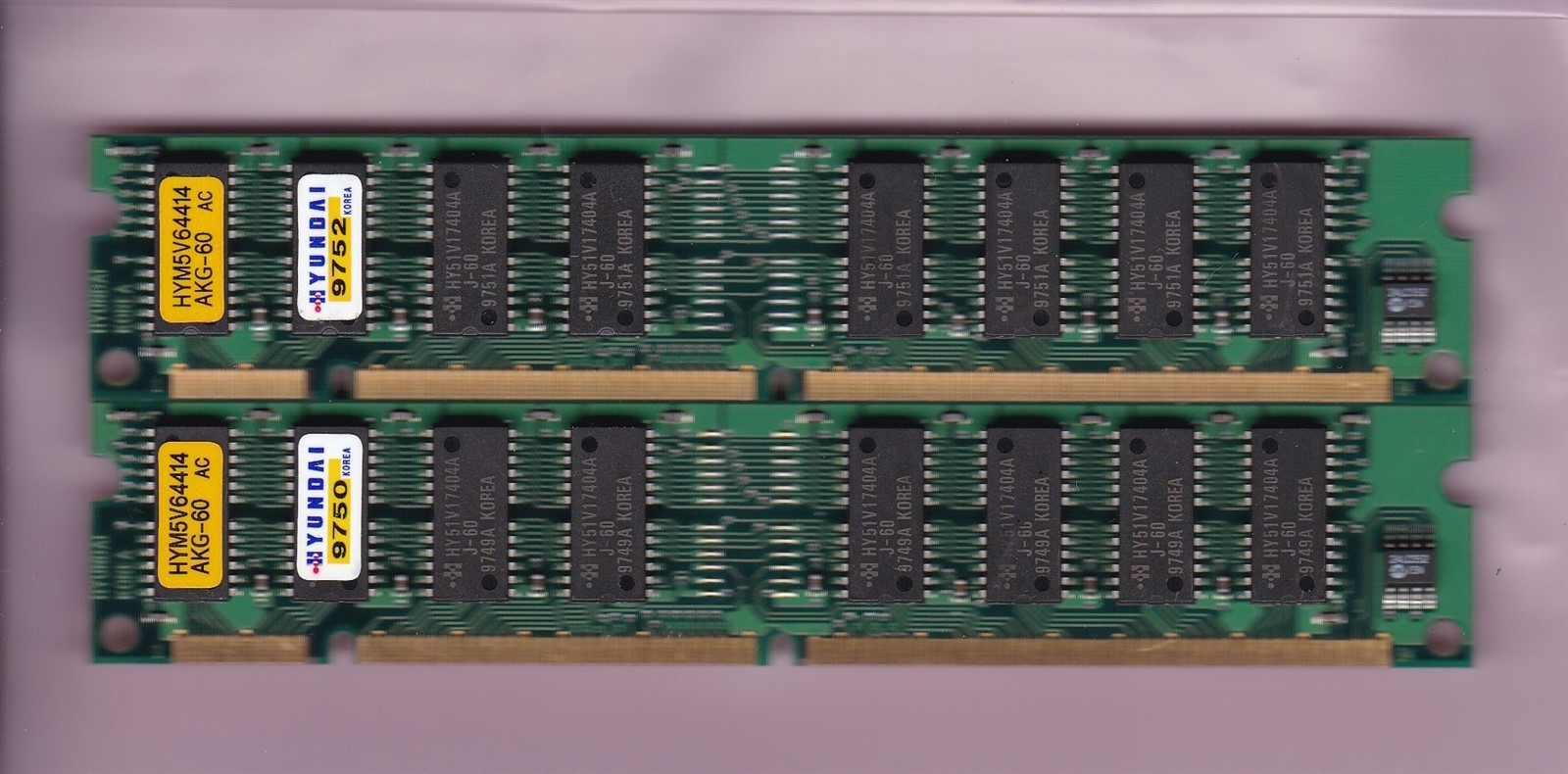 64MB 2x32MB 60ns HYUNDAI HYM5V64414AKG-60 RAM Memory Kit EDO 168-Pin 3.3V 4Mx64