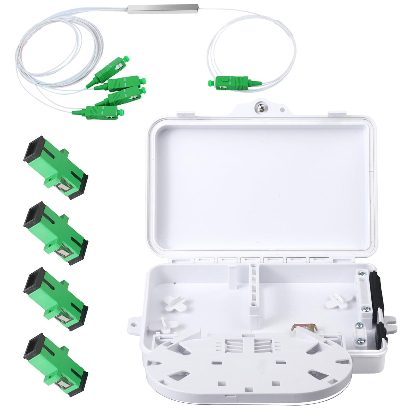 4 Core FTTH Fiber Distribution Box Terminal Enclosure SC/APC 1x4 Splitter