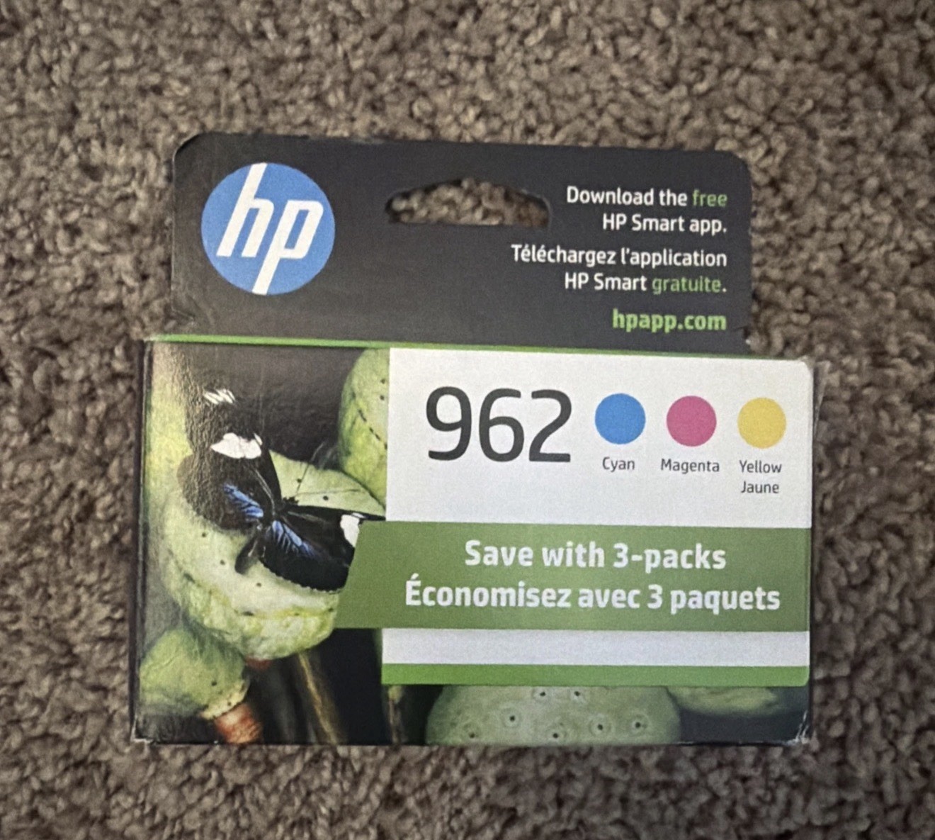 HP 962  3YP00AN#140 CYAN/MAGENTA/ YELLOW STANDARD YIELD INK CARTRIDGE 3 PACK