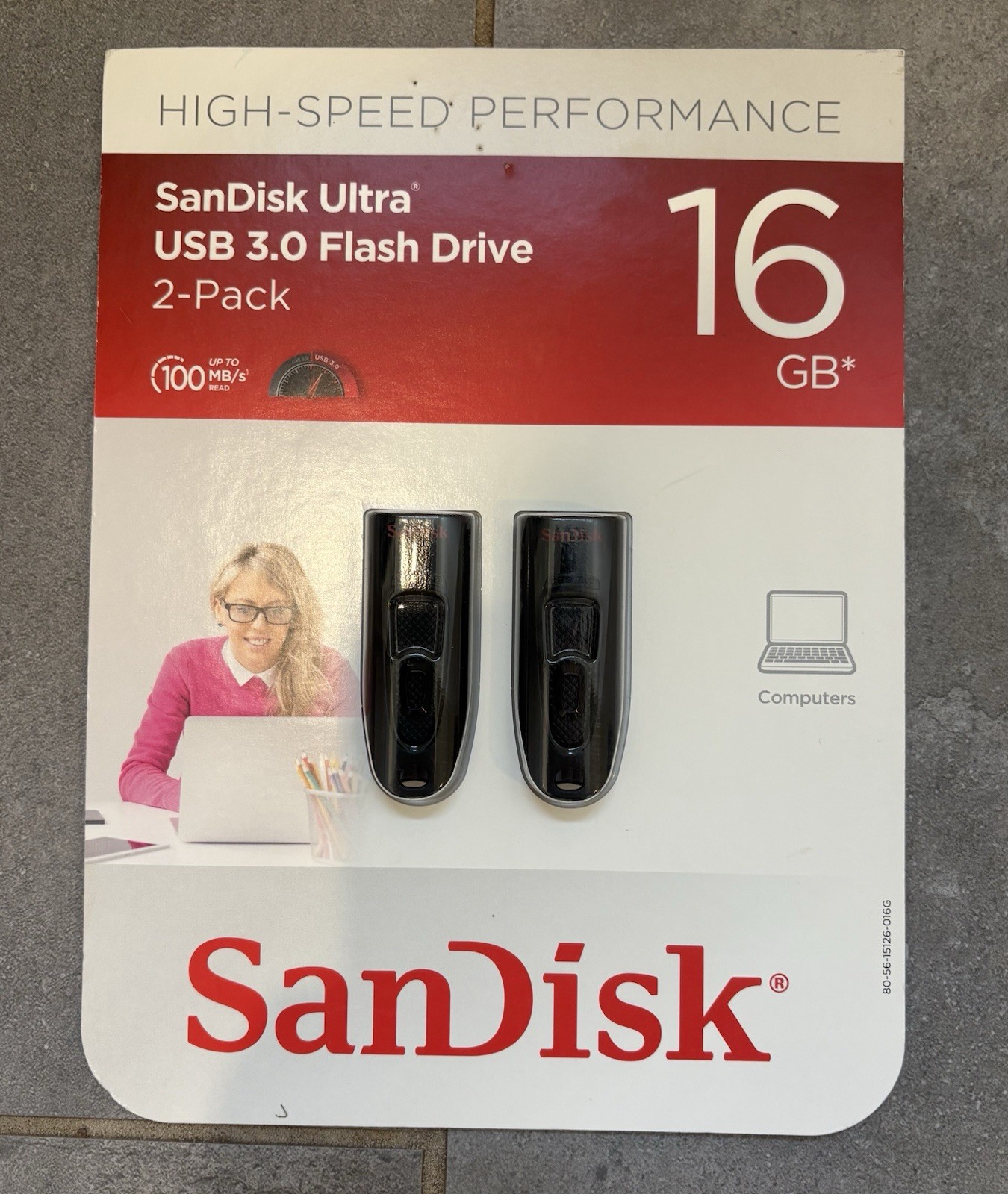 SanDisk Ultra 16GB USB 3.0 Flash Drive 2-Pack 100MB/s Black Password