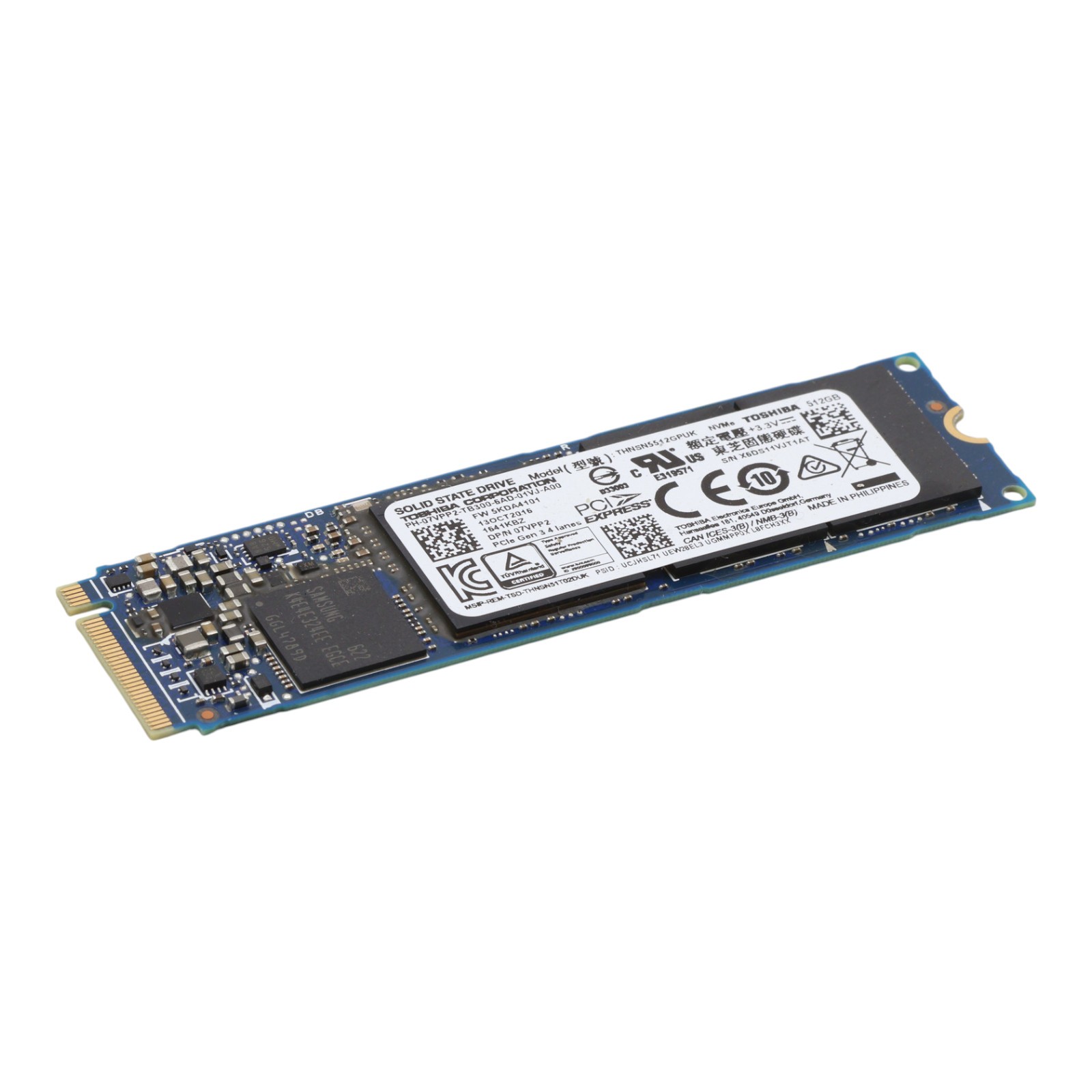 Toshiba 512GB PCIe 3.0 x4 NVMe M.2 2280 SSD 07VPP2 THNSN5512GPUK XG5 Dell
