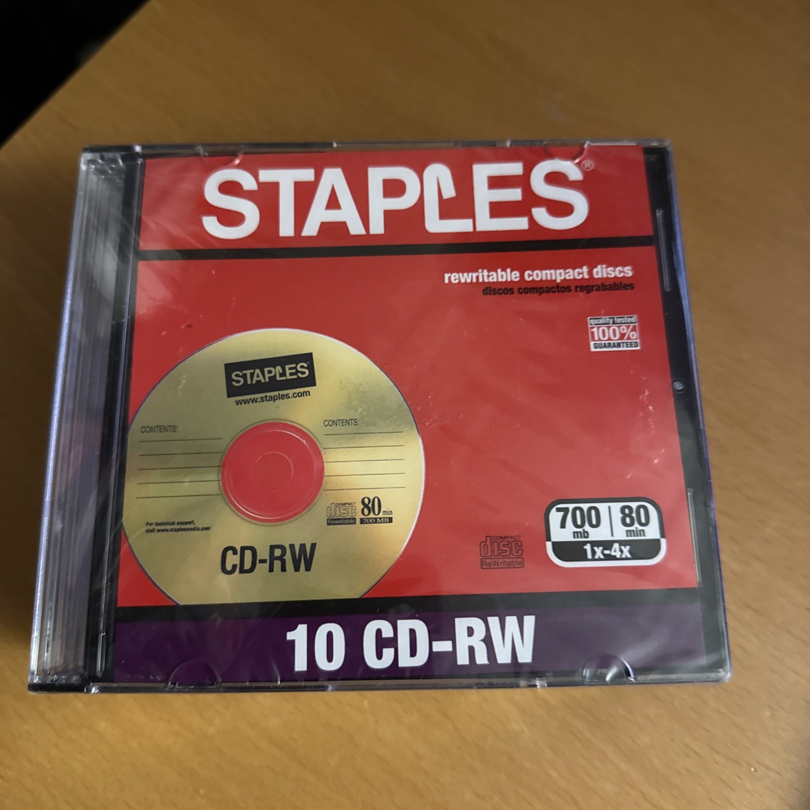 Staples  CD-RW  10/Pack  700mb 80 Min 1x-4x. New,Sealed.