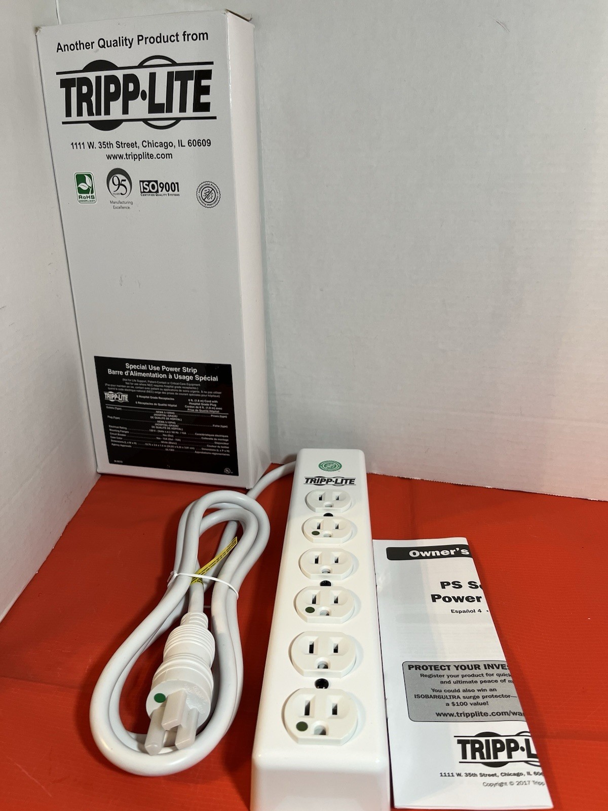 1x New Tripp Lite PS 606 Hg 15A 6 Outlet Power Strip Hospital Grade 