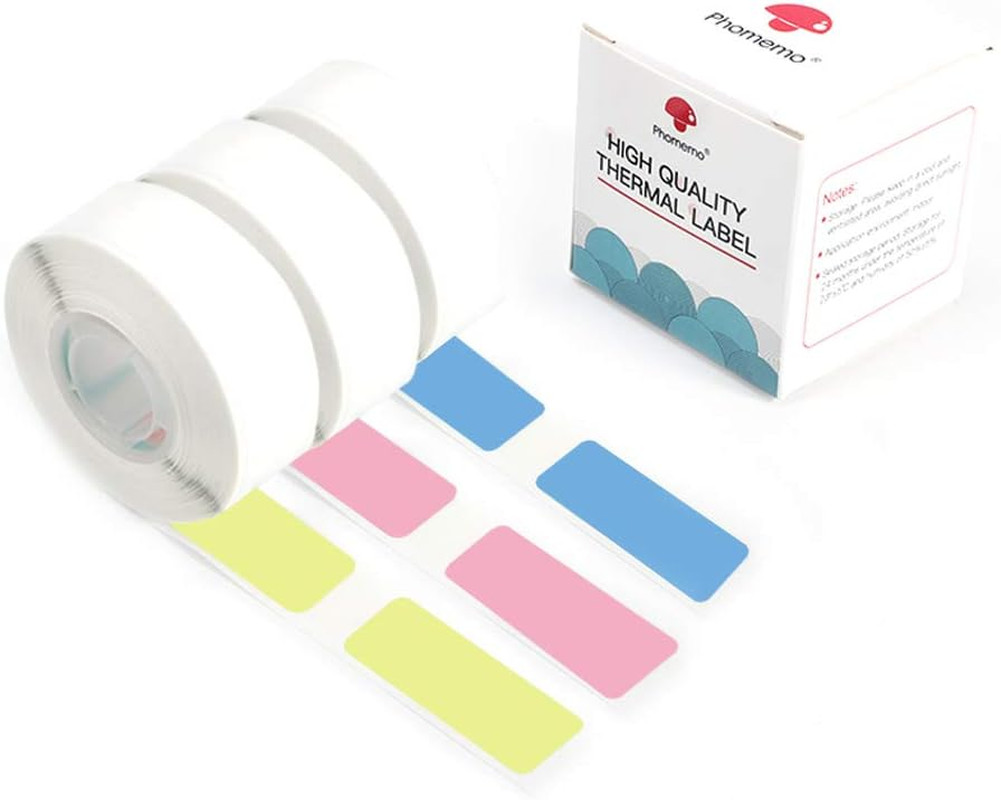 D30 Label Tape Black on Pink Blue Yellow Self-Adhesive 3-Roll Sticker Set