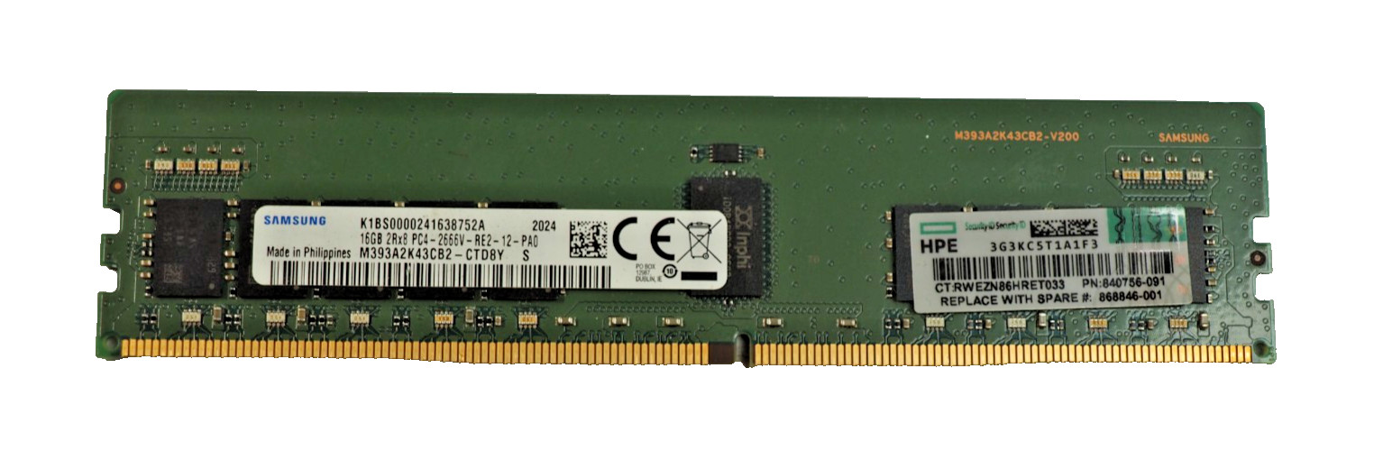 SAMSUNG M393A2K43CB2-CTD8Y 16GB 2Rx8 PC4-2666V ECC REG Server Memory RAM