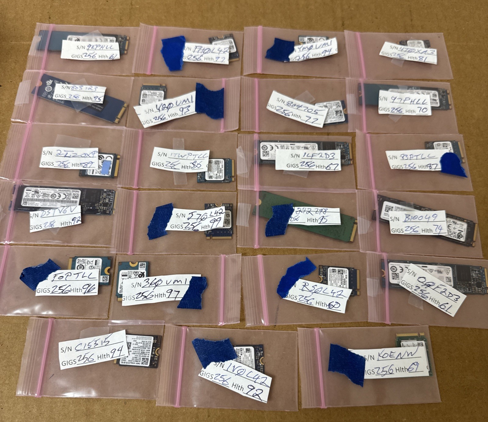Lot of (23) 256GB M.2 SSDs, Tested