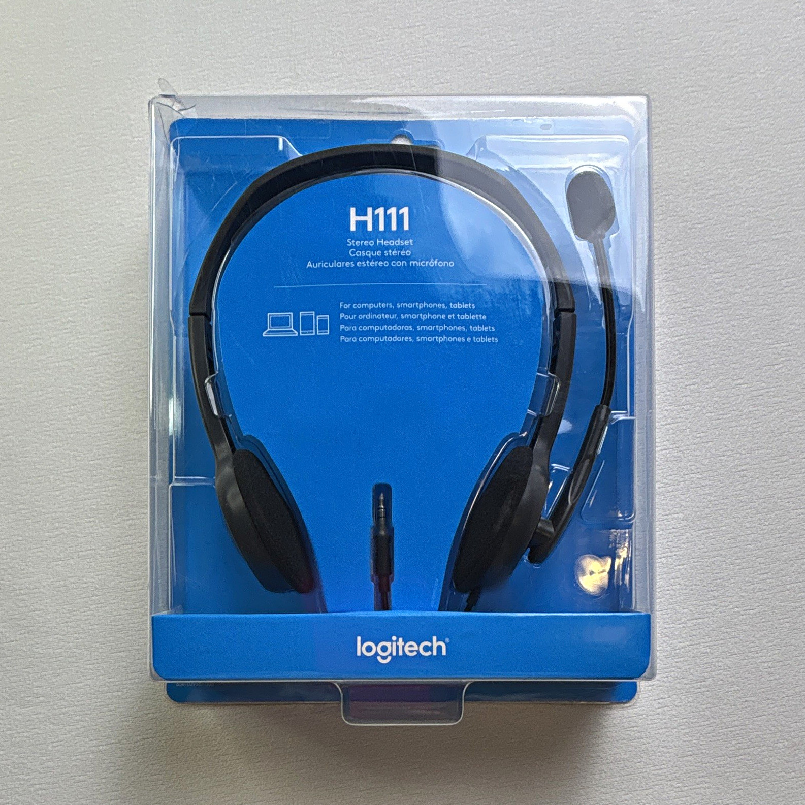 Logitech H111 Stereo Headset Boom Mic Wired 3.5mm Black 1.8m Headband