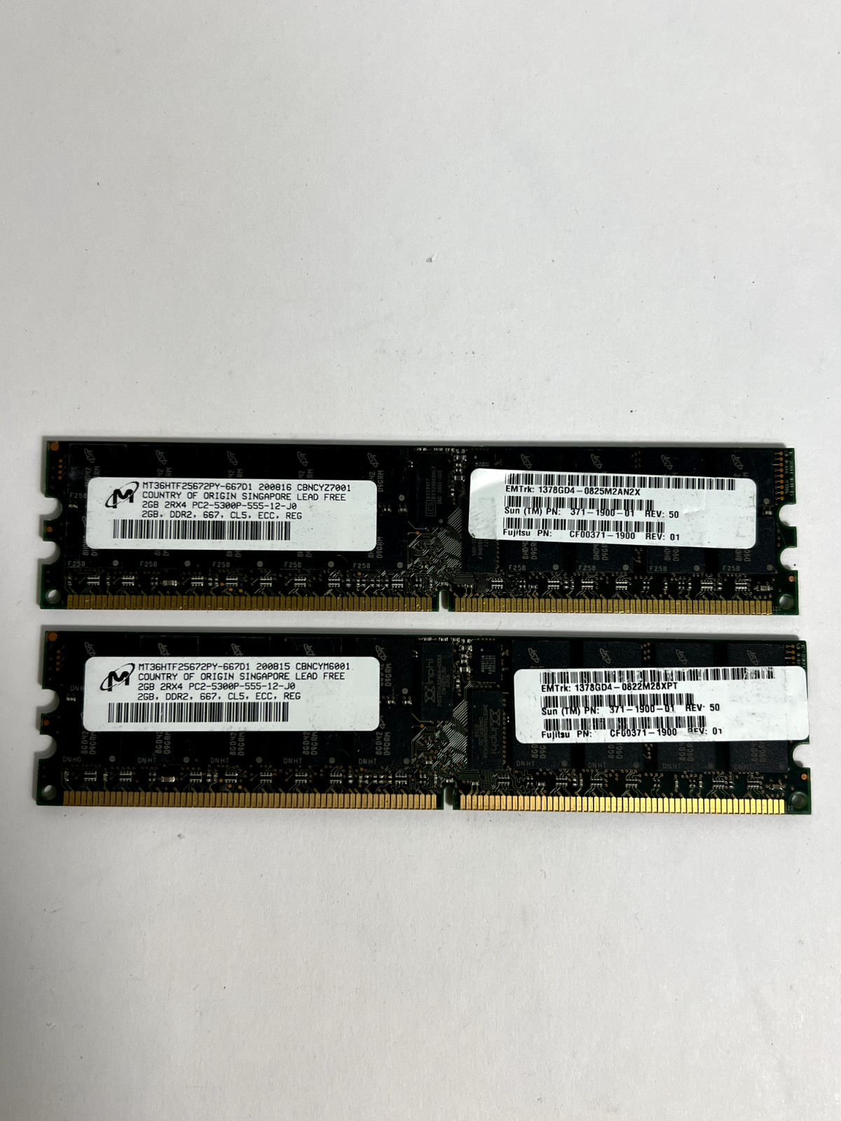 Micron 4GB DDR2 RAM (2x 2GB) PC2-5300P-555-12-J0 MT36HTF25672PY-667D1 Server ECC