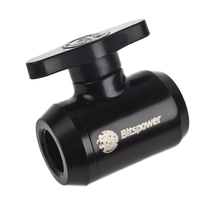 Bitspower International Stopcock 2x IG 1/4 Inch Black Handle BP-MVV-MBKBK