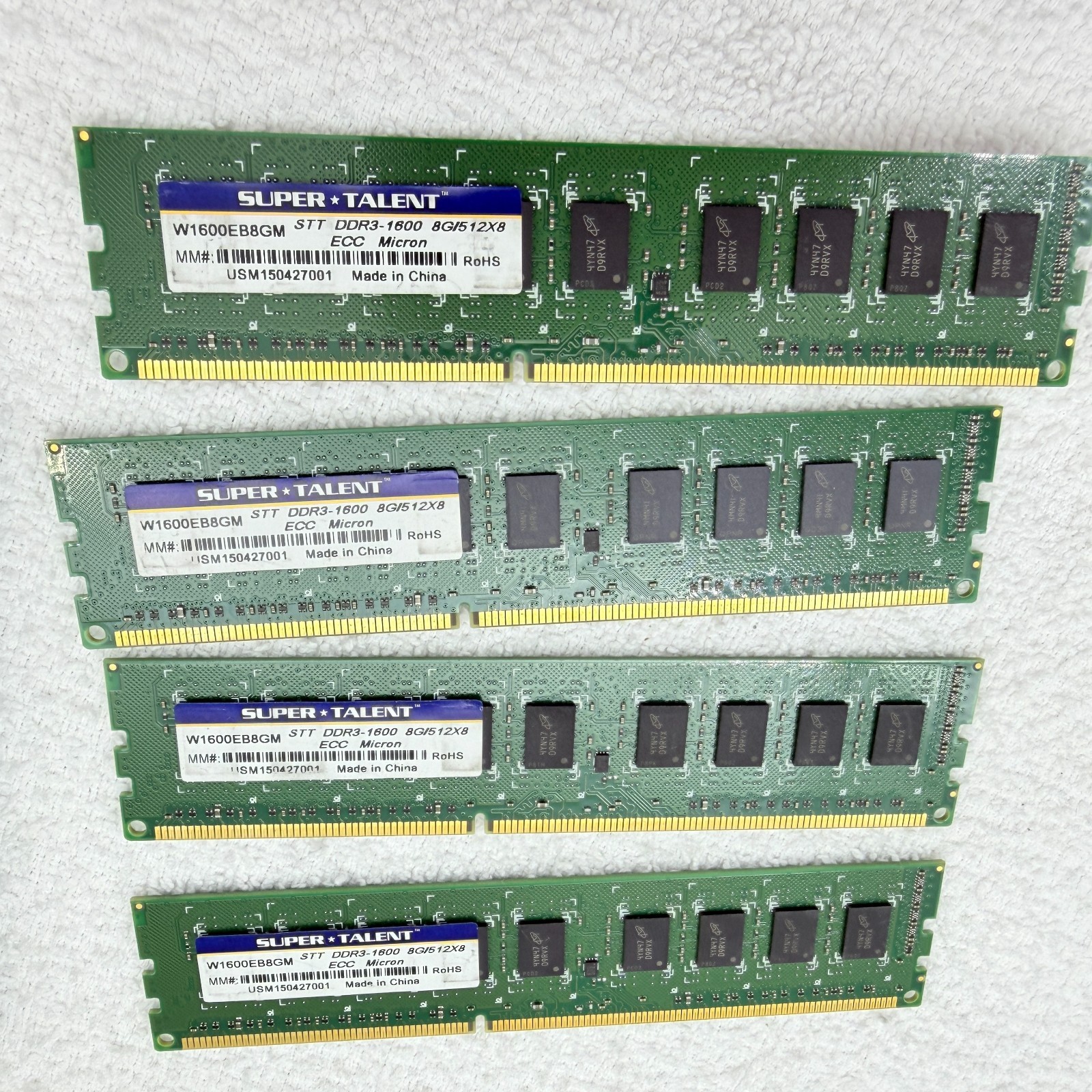 32GB 4x8GB Super Talent DDR3-1600 ECC UDIMM W1600EB8GM Micron