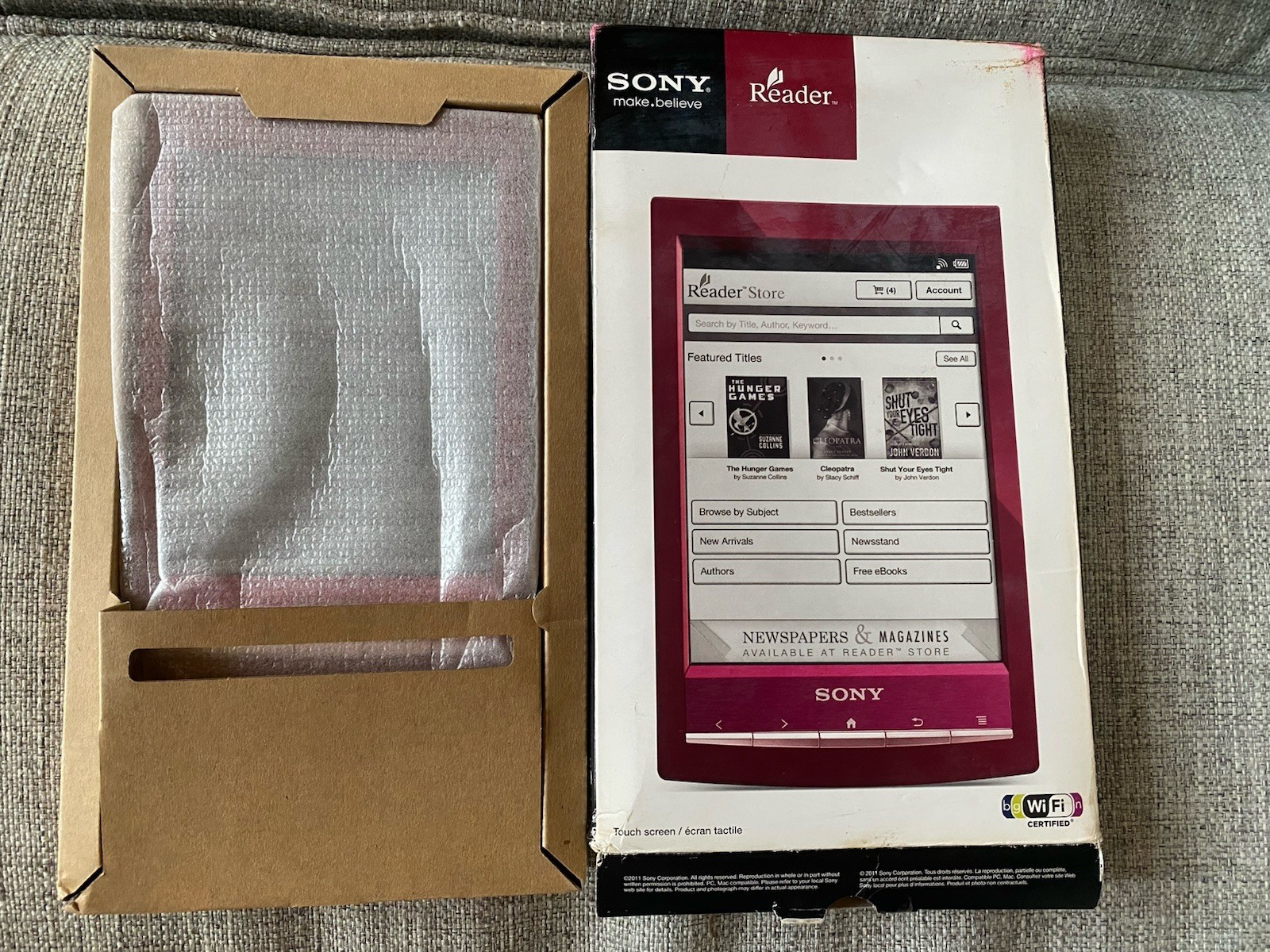 Sony Reader PRS-T1 6” Red eReader WiFi Touchscreen 2GB Bundled Item