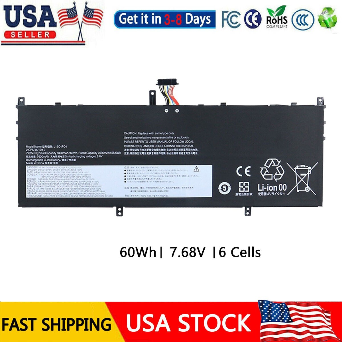 ✅L19C4PD1 L19D4PD1 Battery For Lenovo Yoga C640-13IML LTE IdeaPad Yoga 6-13ARE05