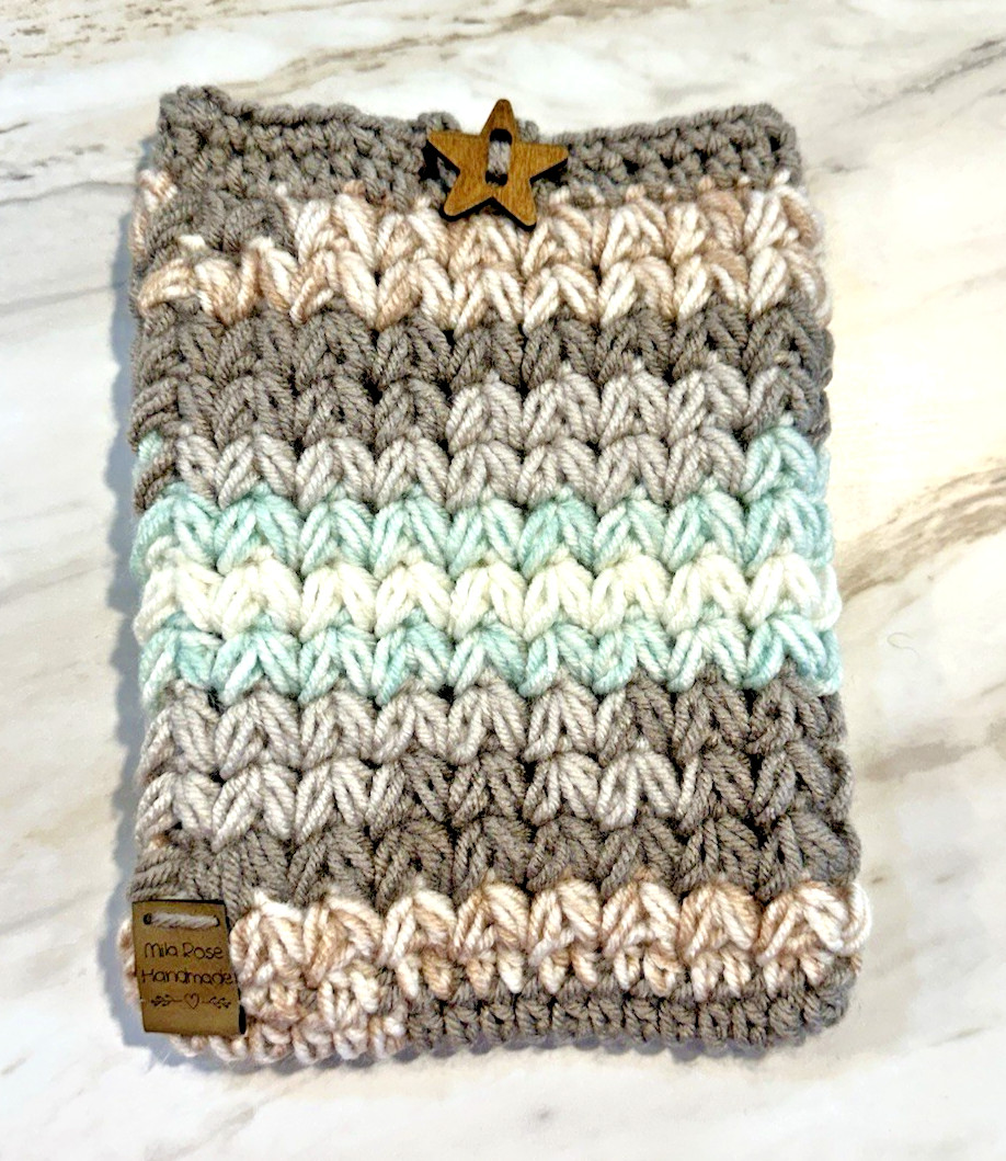 Handmade Crochet Book/Kindle Sleeve Neutal Colors Reader Case