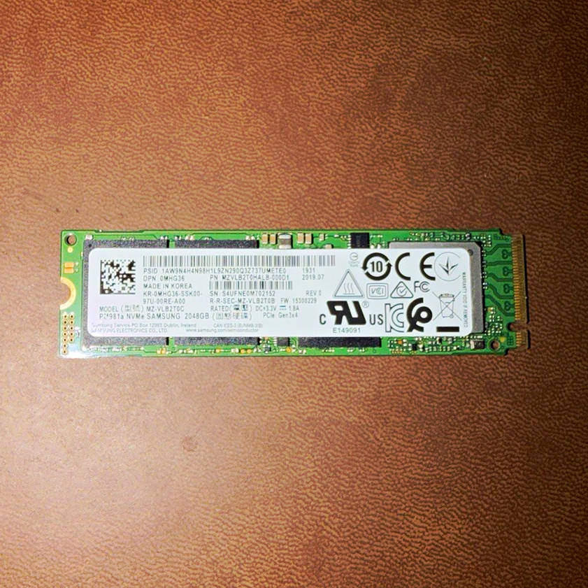 Samsung PM981a 512GB M.2 NVMe SSD PCIe Gen3 x4