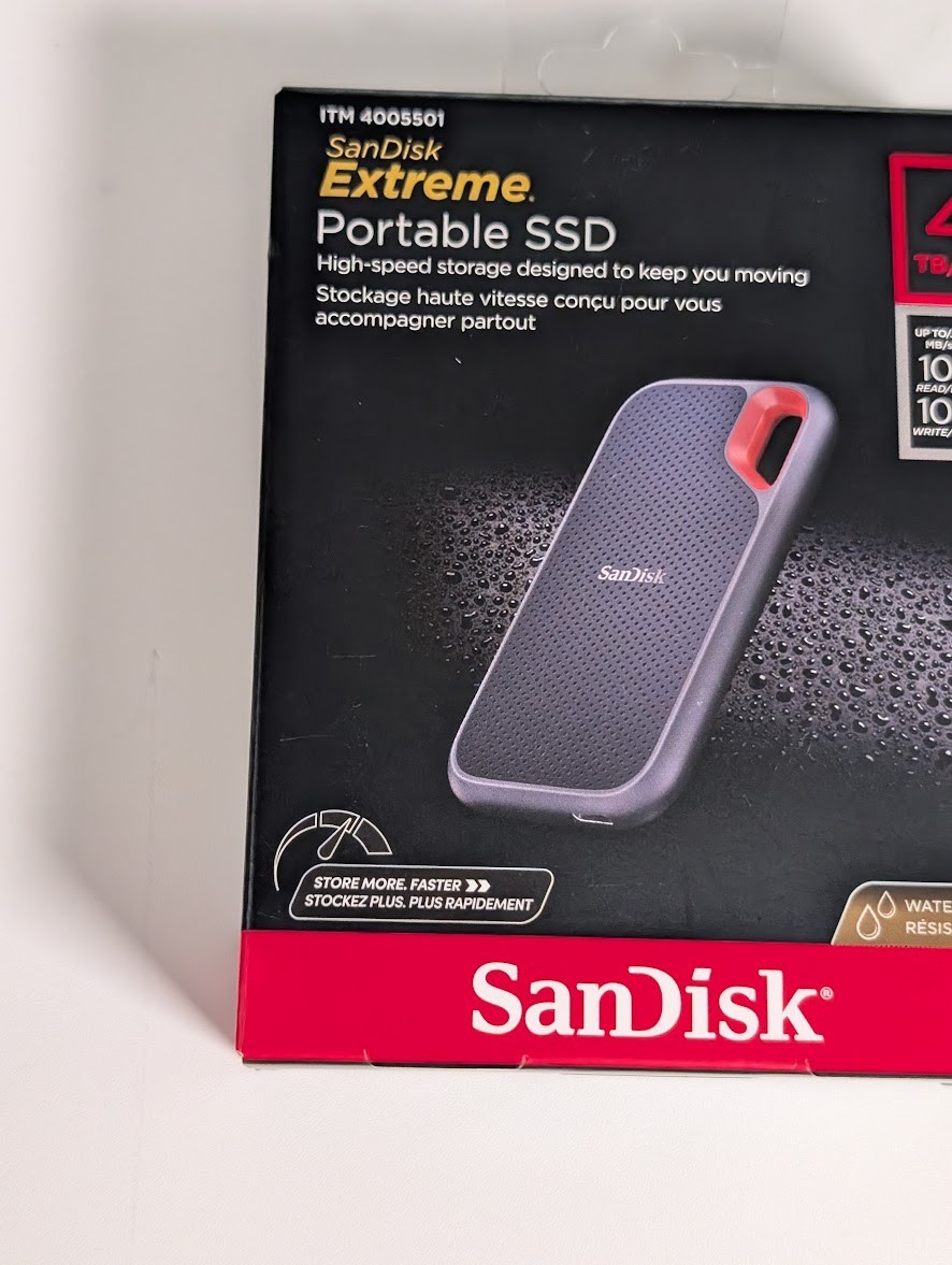 SanDisk Extreme Portable SSD V2 4TB USB 3.2 Gen 2 Type-C NVMe 1050MB/s