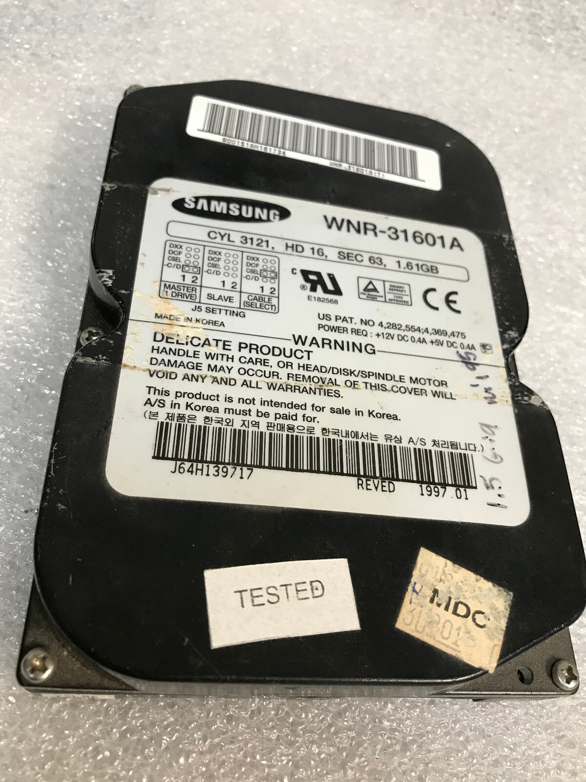 Samsung Winner WNR-31601A 1.61GB IDE ATA HDD 3.5'' Hard Drive