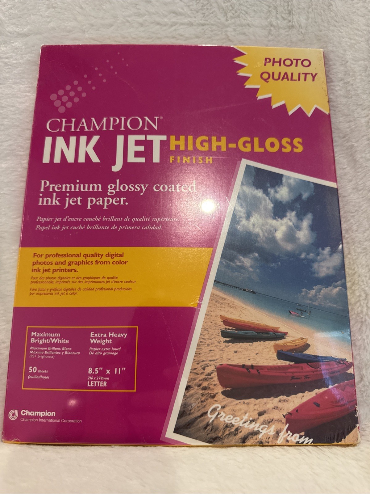 Champion Ink Jet High Gloss Finish 50 Sheet 8.5 x 11 Premium Glossy Coated New