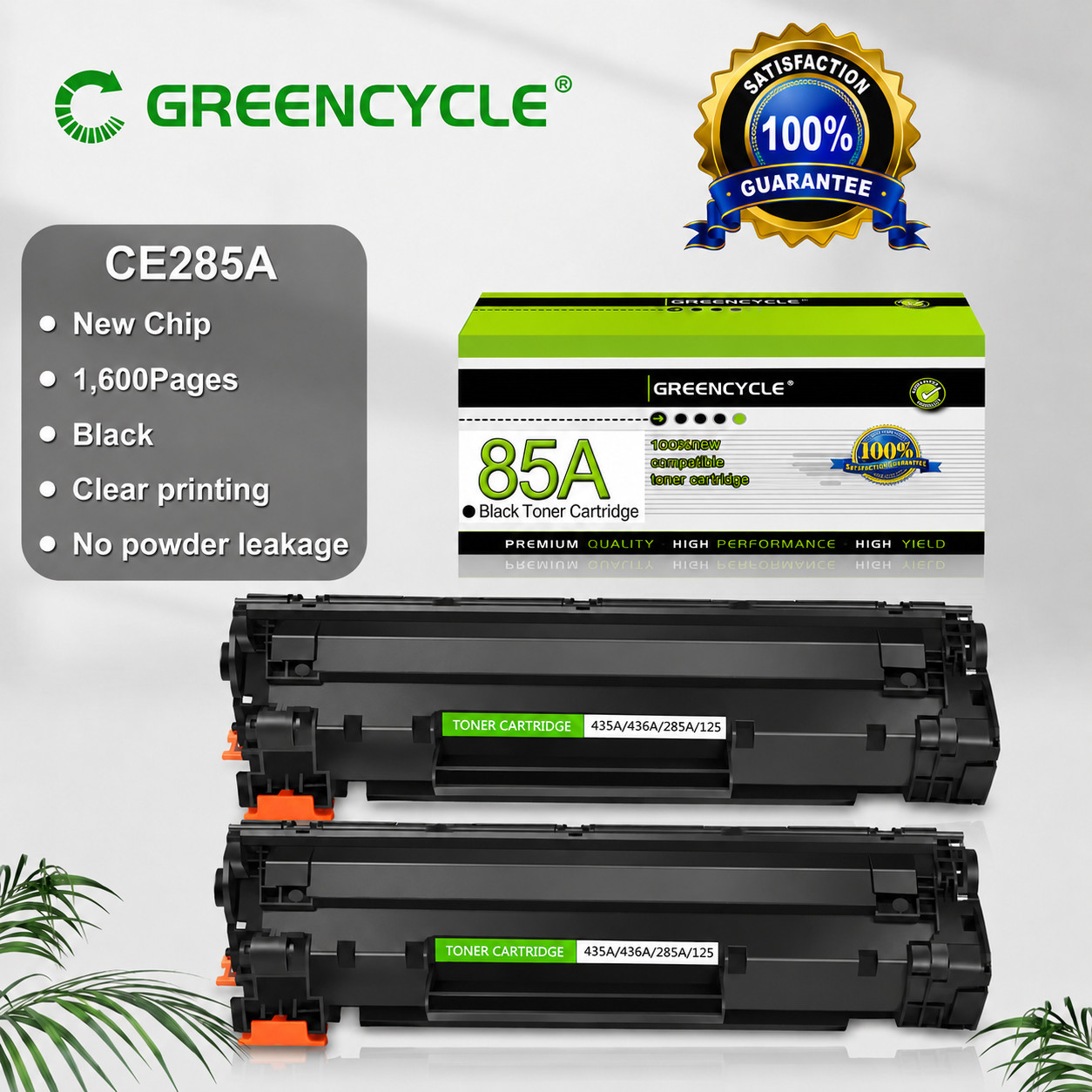 2PK CE285A Compatible Black Toner for HP LaserJet P1102 P1102W M1210 M1212NF 85A