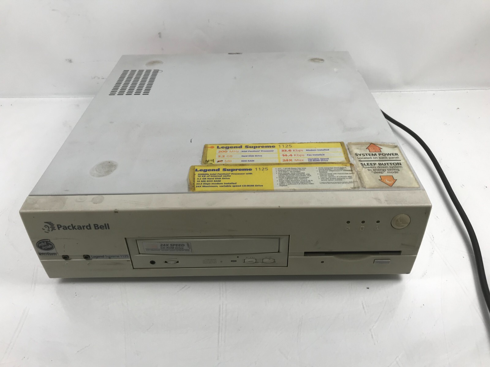 Vintage Computer Packard Bell Legend 1125 Supreme 3.2 GB Hard Drive 16MB RAM