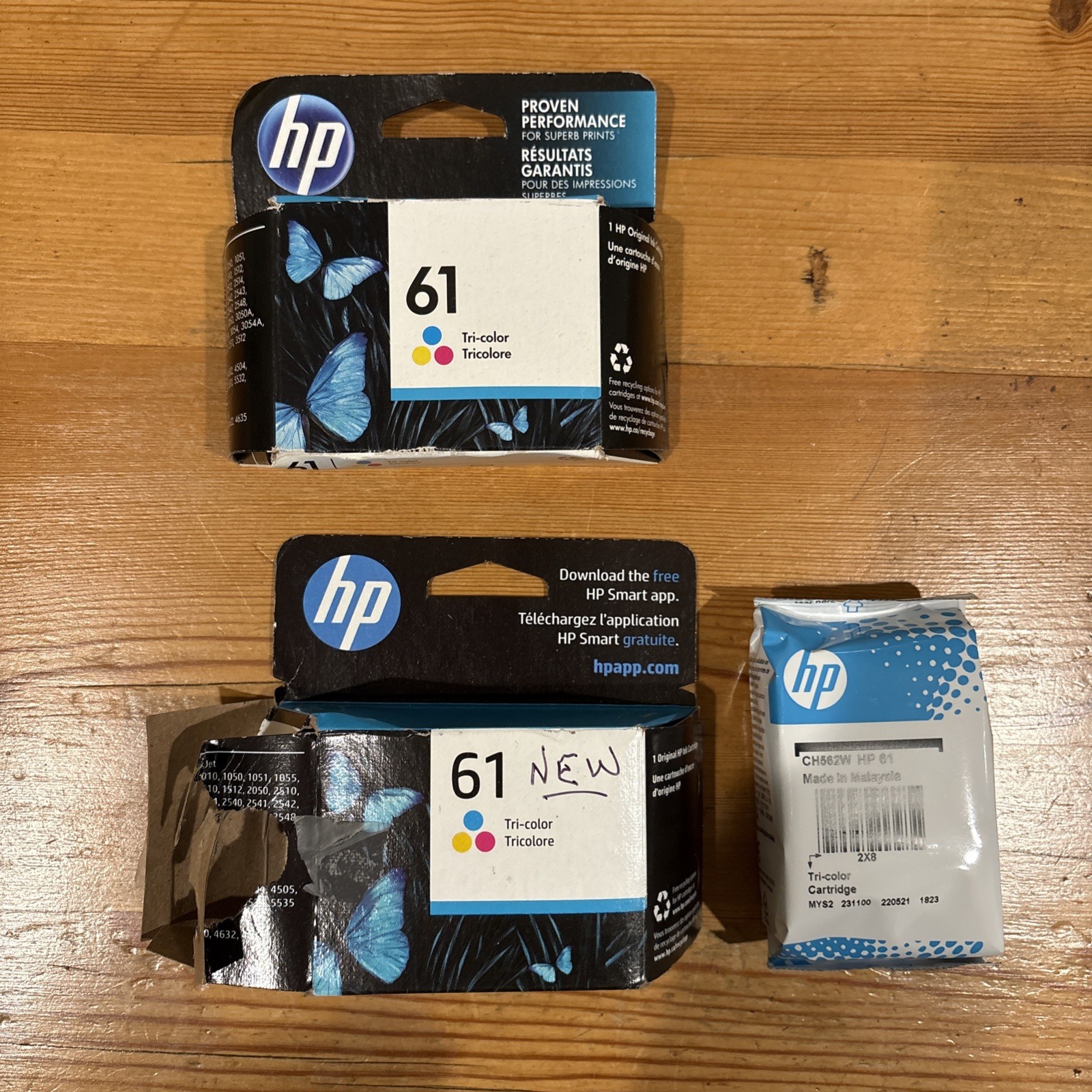 2 Genuine HP Printer 61 Tri Color Ink Cartridge New Sealed (1 new 1 open box)