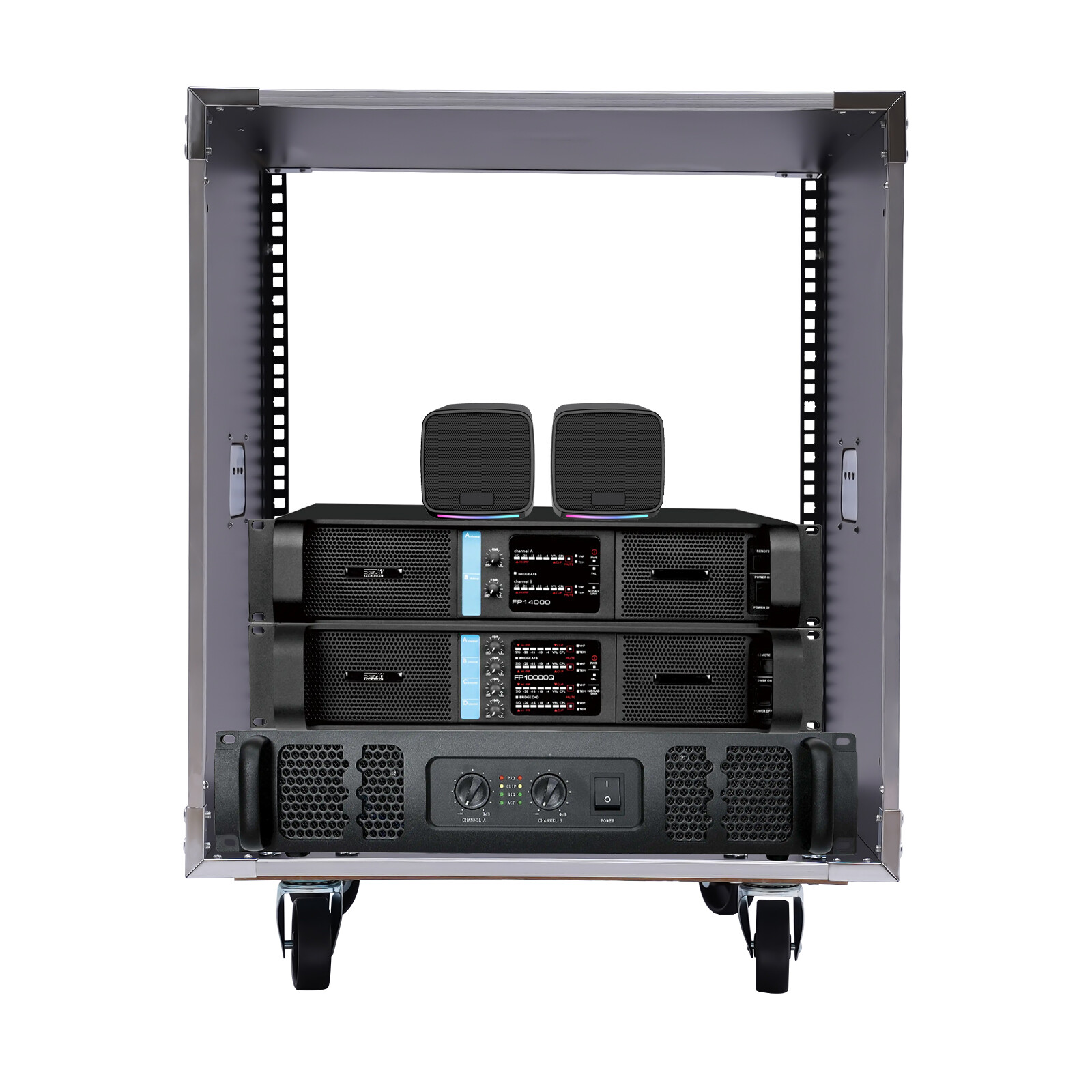 12U Portable Rolling Network Rack Audio Video Telecom Equipment Rack Adjustable
