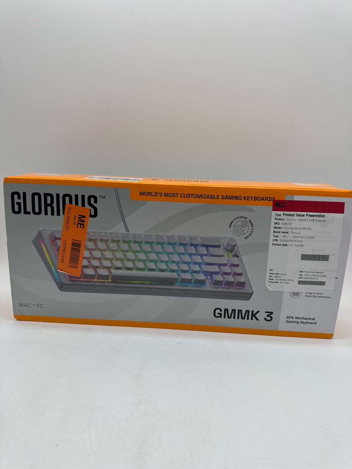 GLORIOUS GMMK 3 65% Custom Mechanical Gaming Keyboard  Knob PBT Gasket White