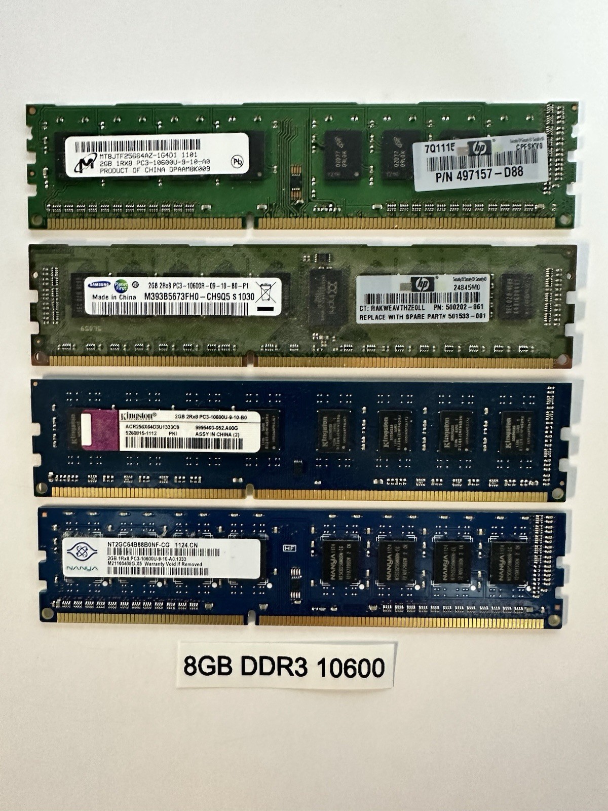 8GB Kit (4x2GB) DDR3 1333MHz PC3-10600 Desktop RAM Mixed Samsung Kingston Nanya