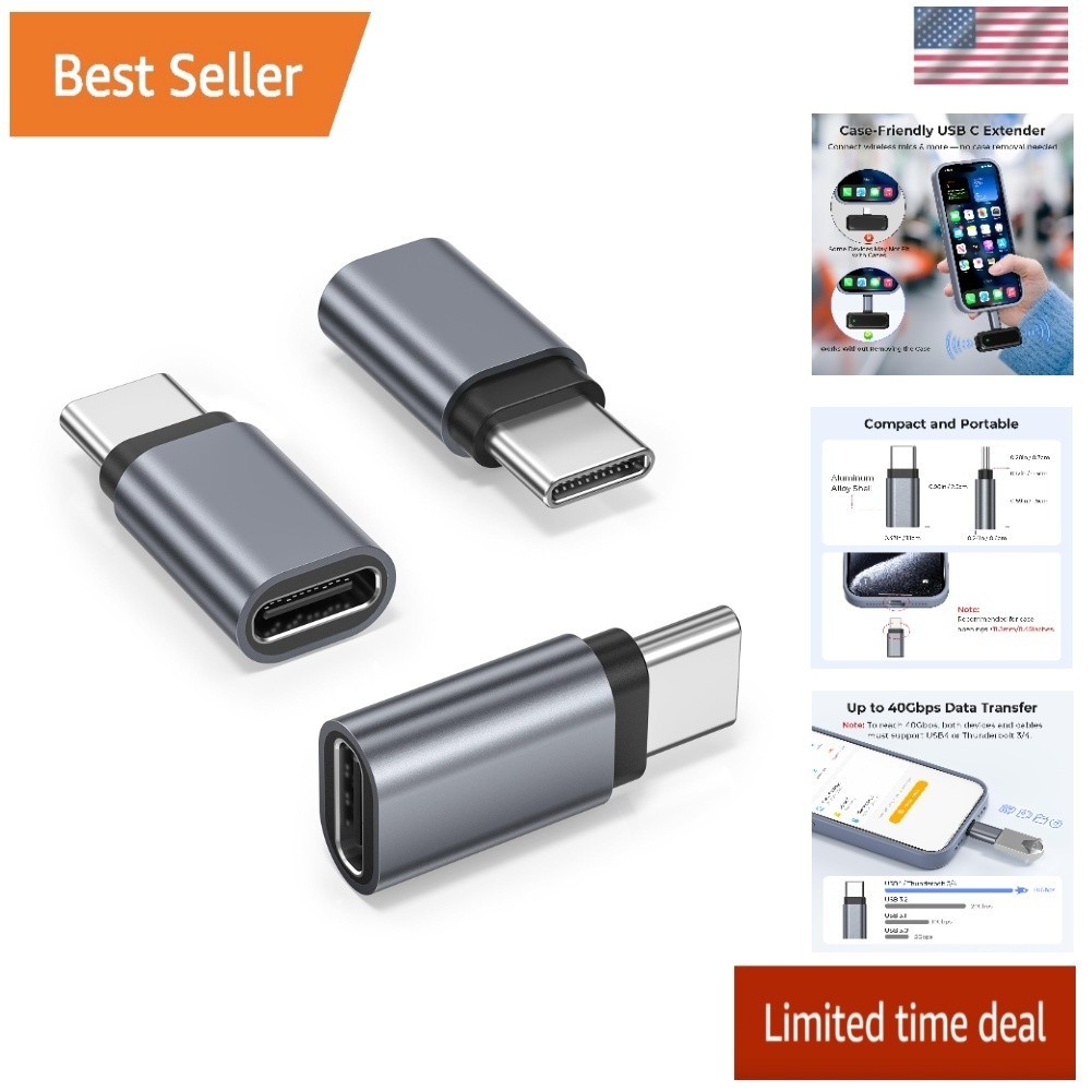 USB Type C Extension Adapter 3-Pack,Pd USBC 3.1 Gen2 Female to Male Extender