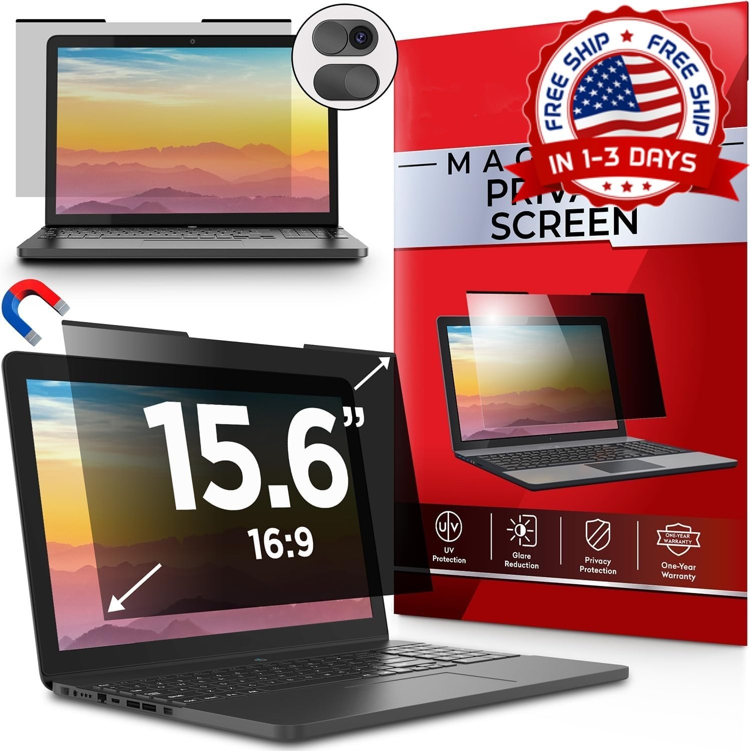 Filtro de Privacidad 15.6'' 16:9 para Monitor y Laptop - Antirreflejo