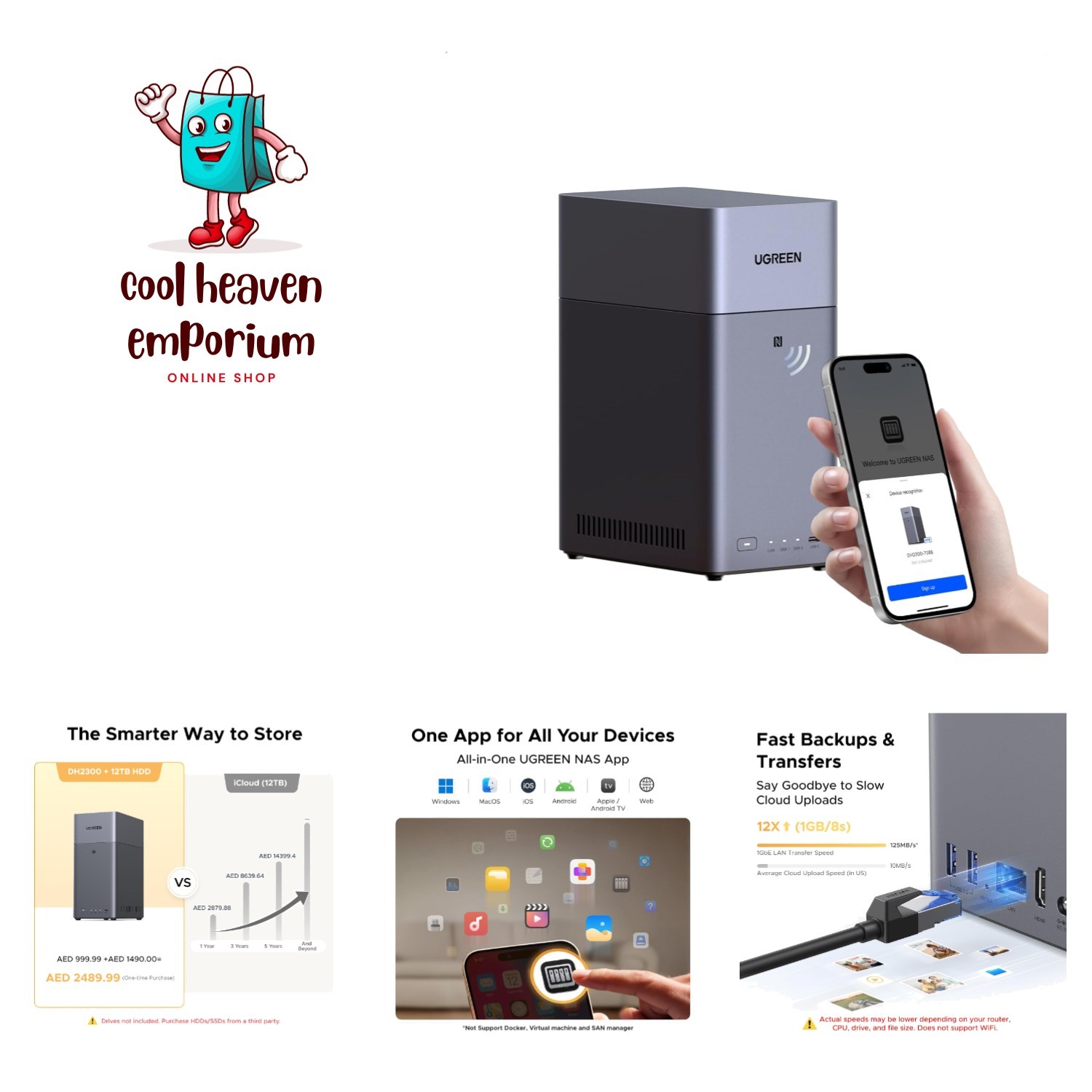 NAS DH2300 2-Bay 64TB Storage - Unlock Your Digital World with AI Organization