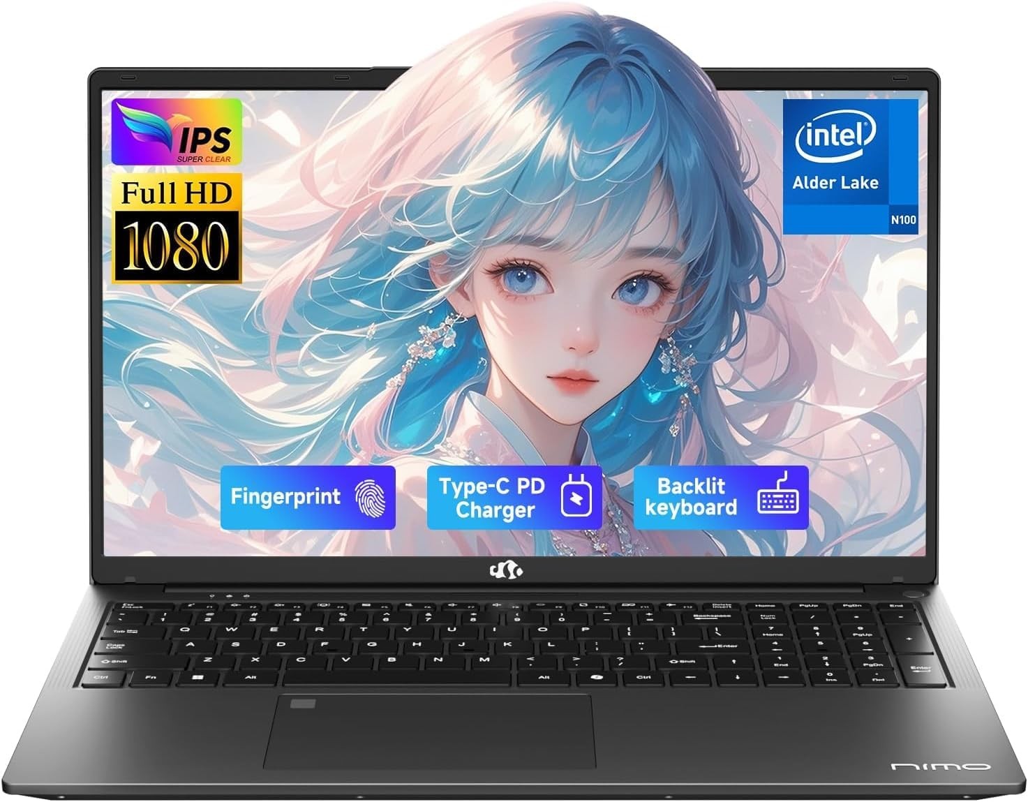 NIMO 17.3" FHD IPS Student-Laptop 16GB RAM 256GB SSD, Pentium 4 Cores N100