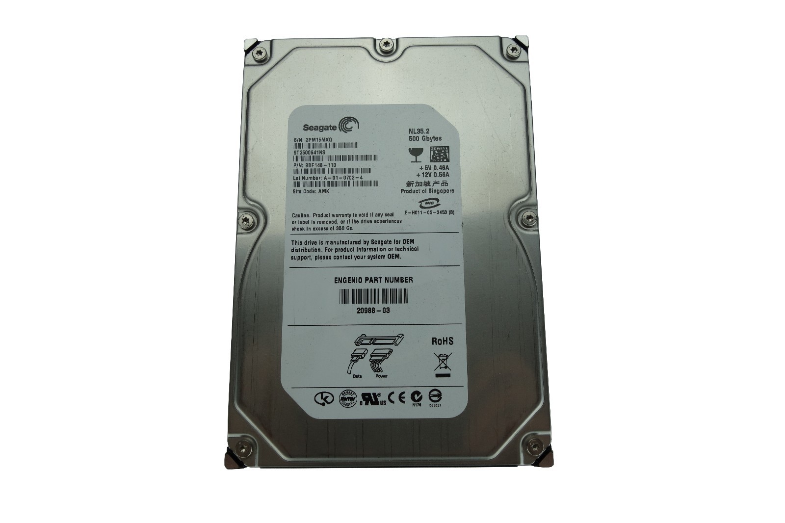 Seagate NL35.2 ST3500641NS 500GB SATA 3.5" Hard Drive