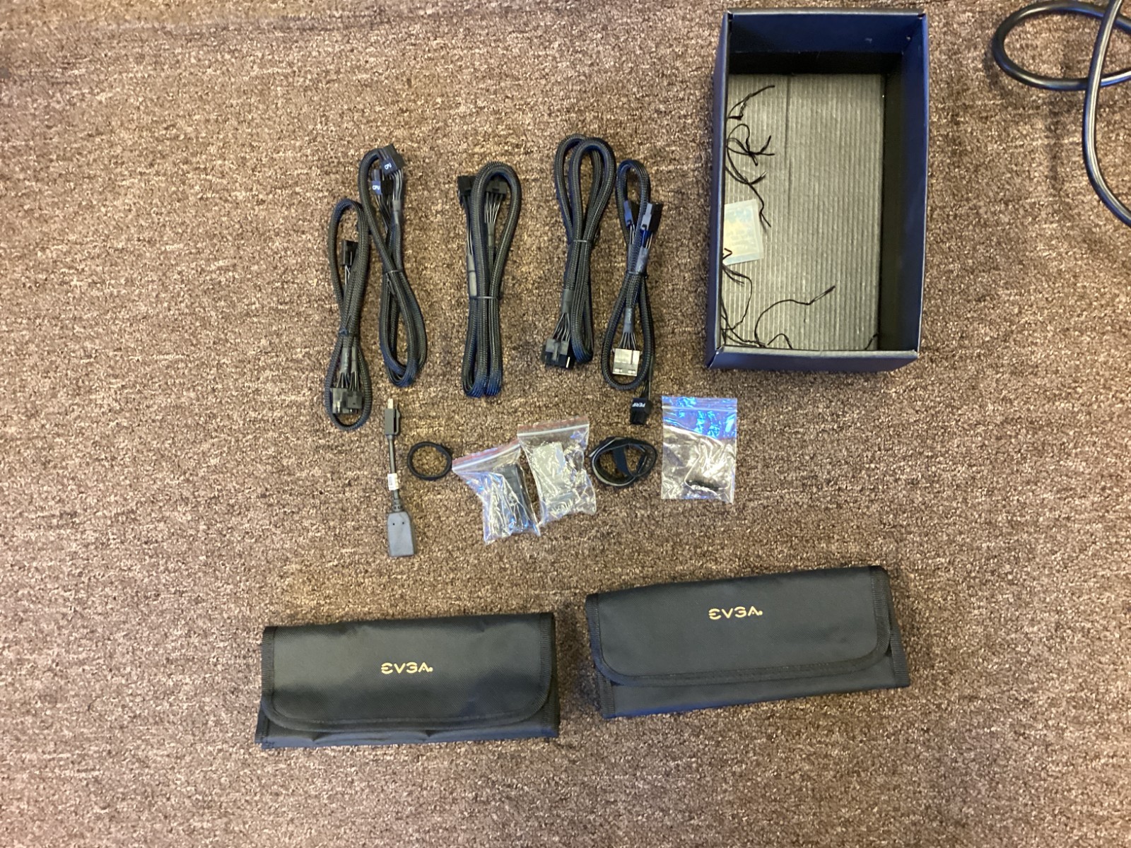 EVGA Modular Power Supply Sleeved Cables + 12 PACK Pouches Tester 8-Pin Adapter